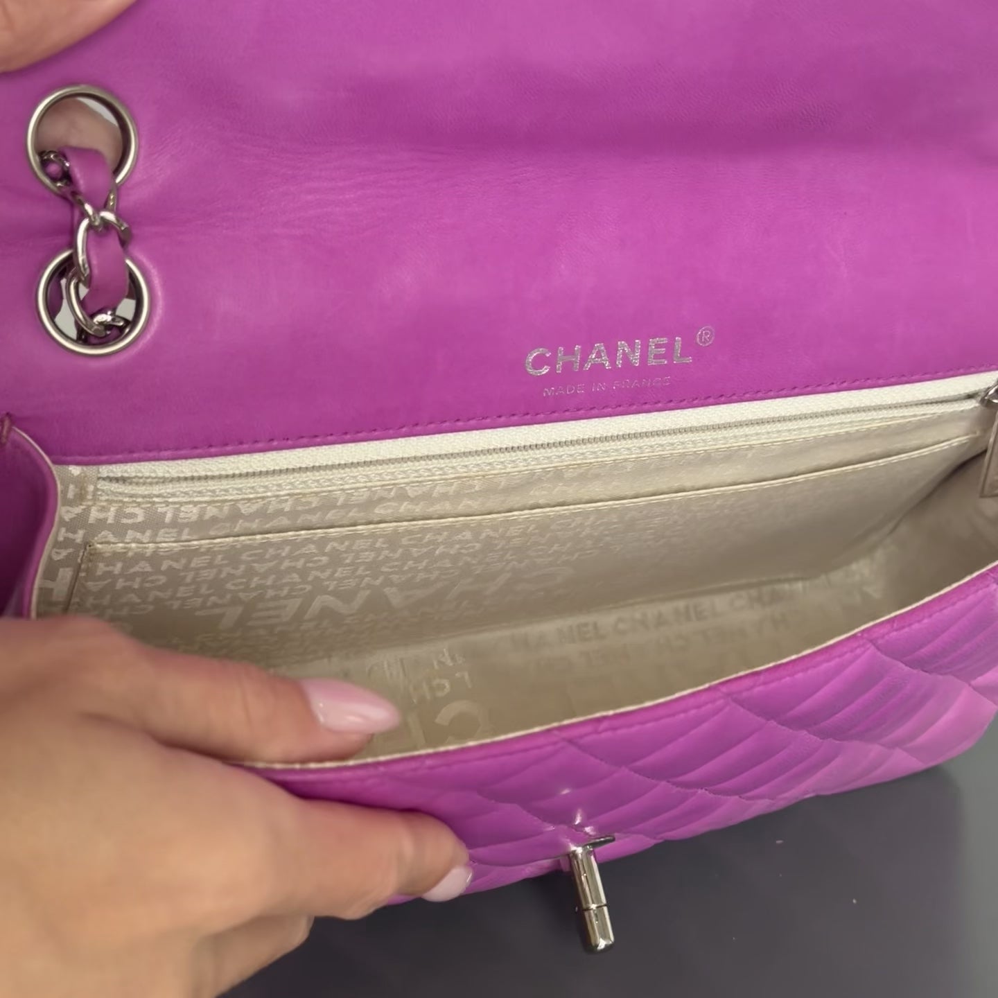 Rare Chanel Limited Edition Fuchsia Lambskin Leather Ladybug Charm Single Flap Bag - Queen May