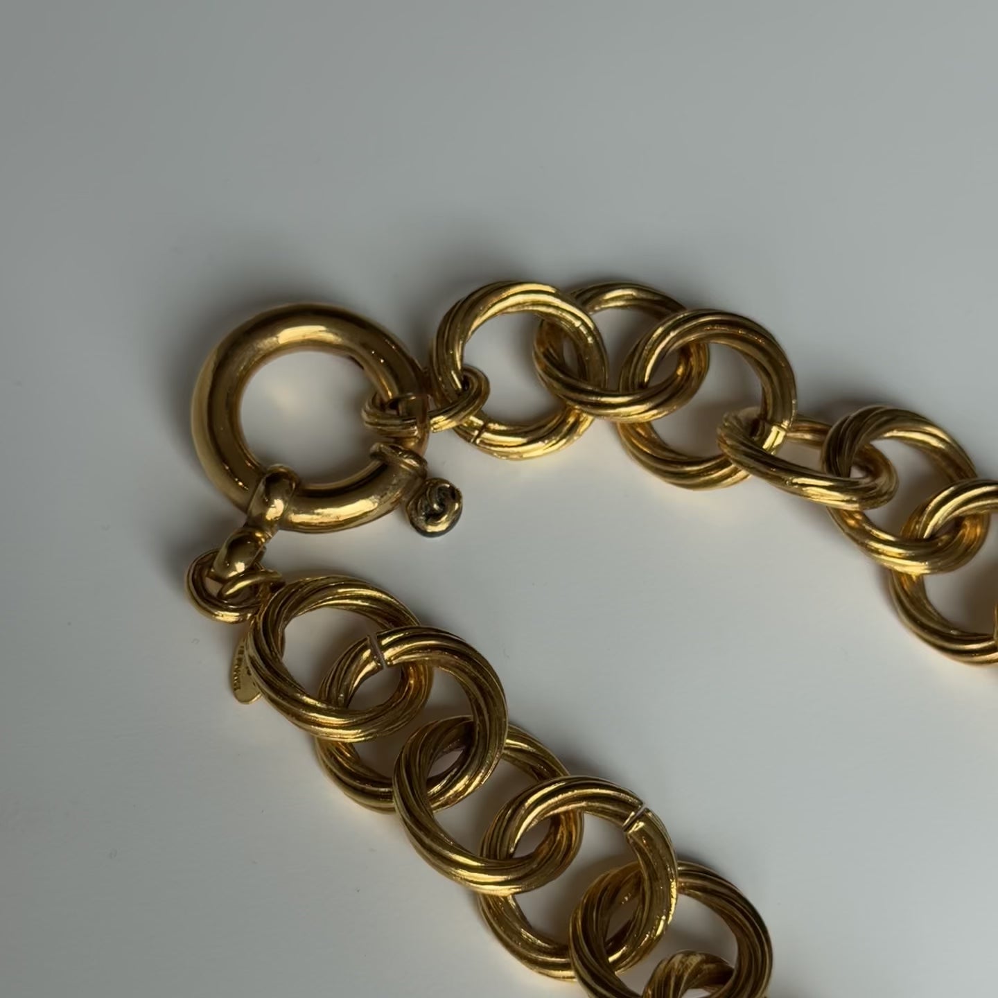 Vintage Chanel CC Textured Gold Chain Link Necklace - Queen May