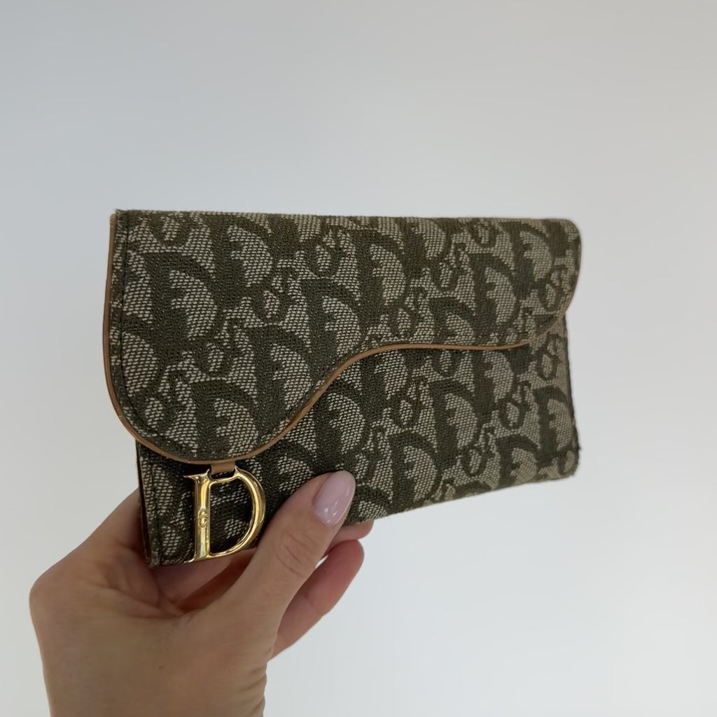 Christian Dior Vintage Saddle Flap Wallet Diorissimo - Queen May