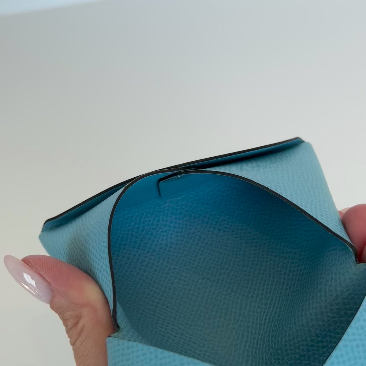 Hermes Blue Calvi Card Holder - Queen May