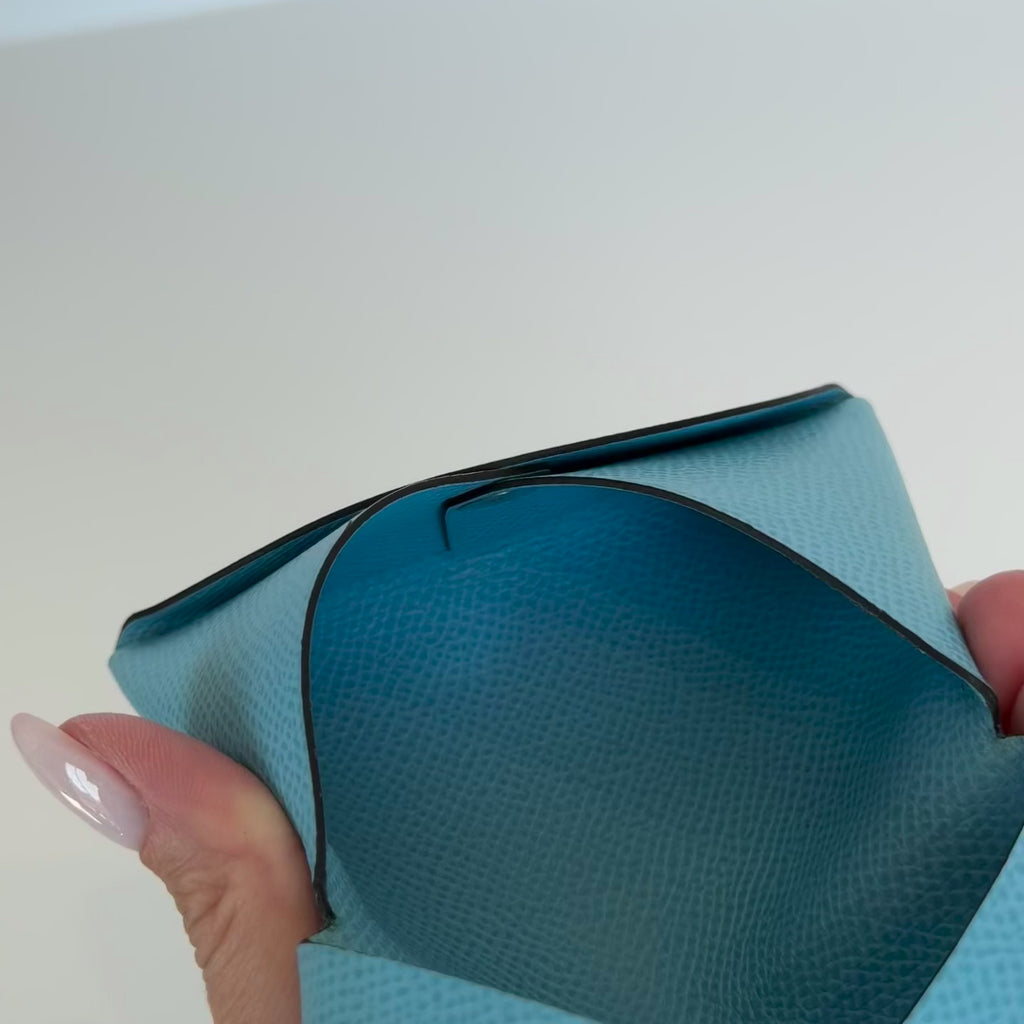 Hermes Blue Calvi Card Holder - Queen May