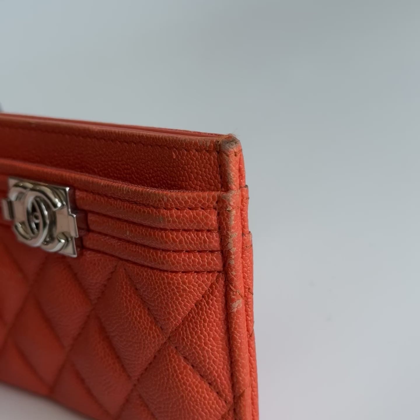 Chanel Orange Boy Caviar Card Holder - Queen May