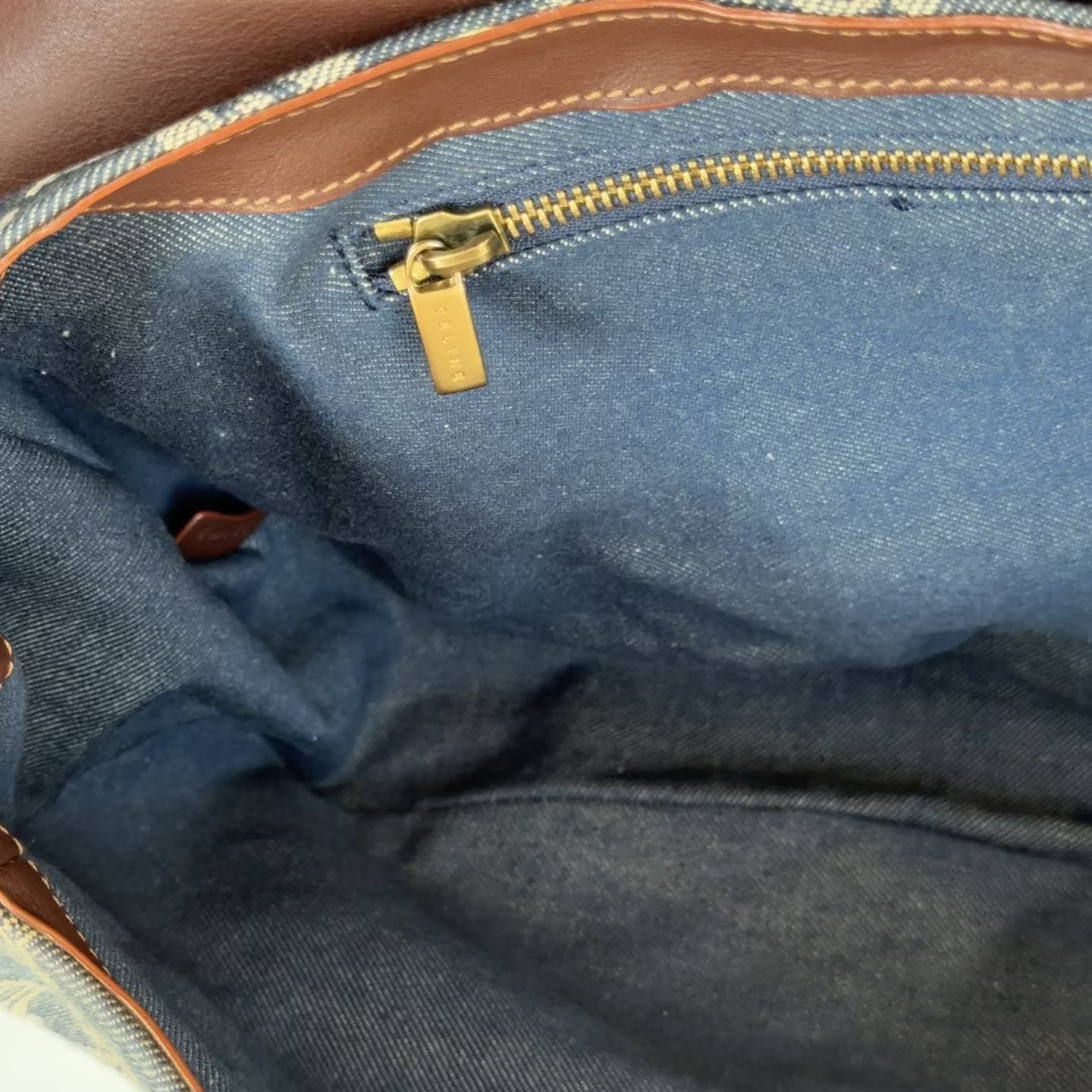 Celine Denim Monogram Triomphe Shoulder Bag - Queen May