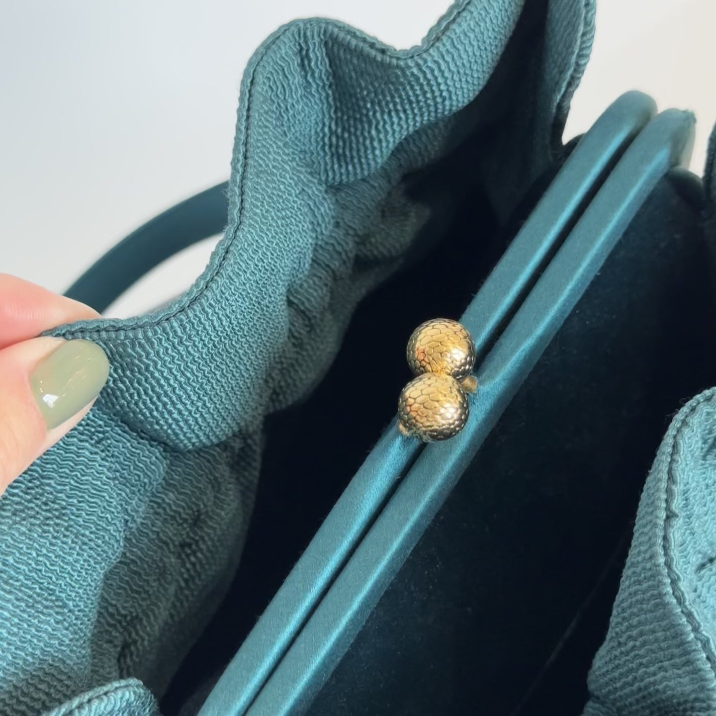 Rare Dior Kisslock Satin Teal Bag - Queen May