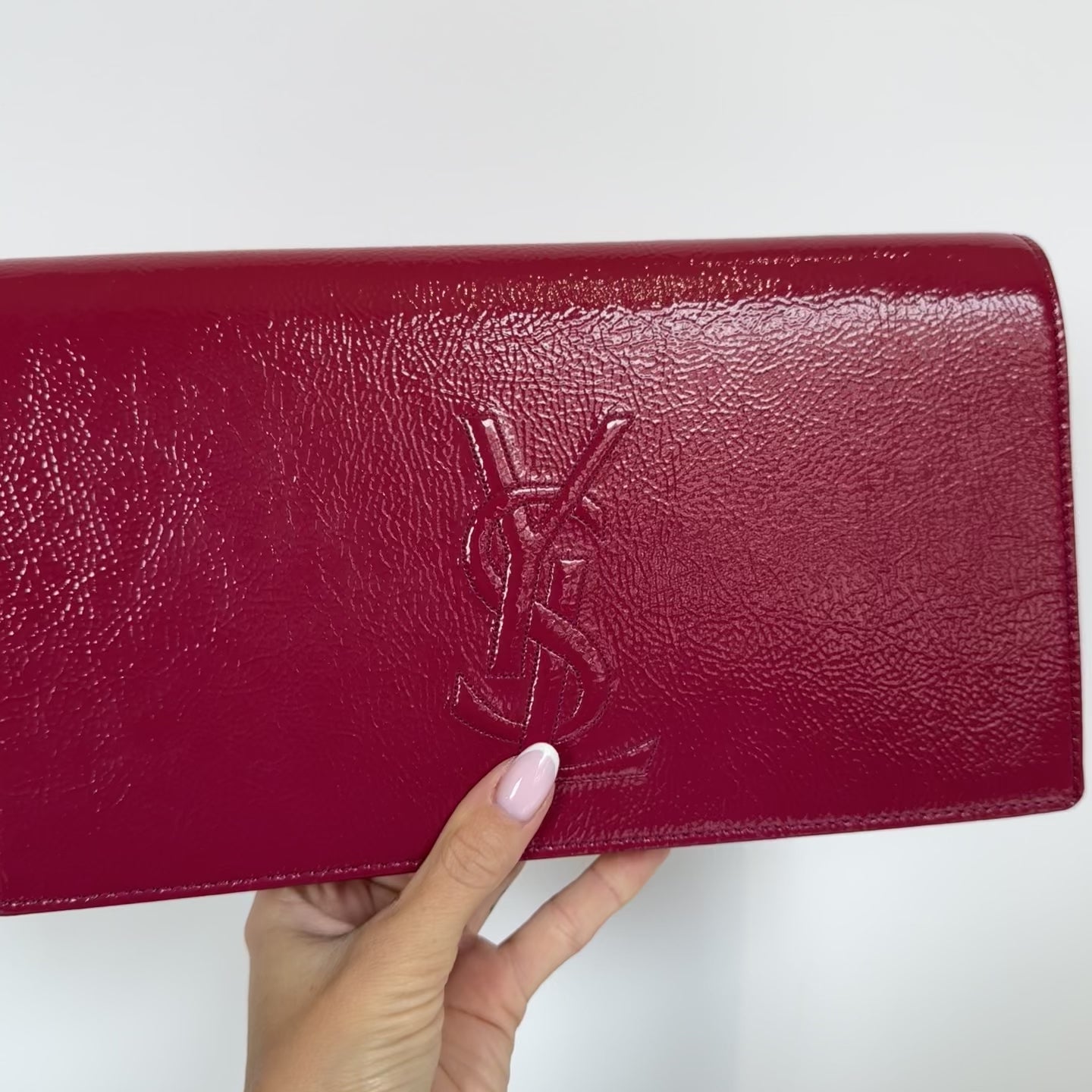 Yves Saint Laurent Patent Leather Belle De Jour Clutch - Queen May