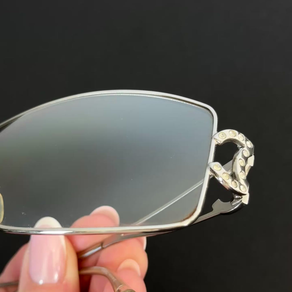 Chanel 2000s Swarowski CC Logo Shield Sunglasses - Queen May