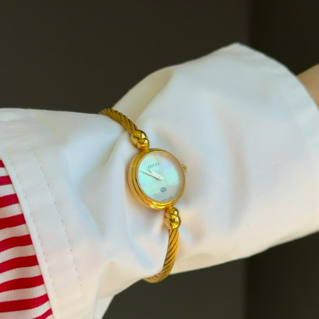 Gucci 20mm Mother Of Pearl Rope Bangle Watch - Queen May
