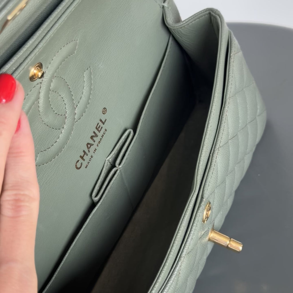 Chanel Classic Small Double Flap Iridescent Green 18C Caviar - Queen May