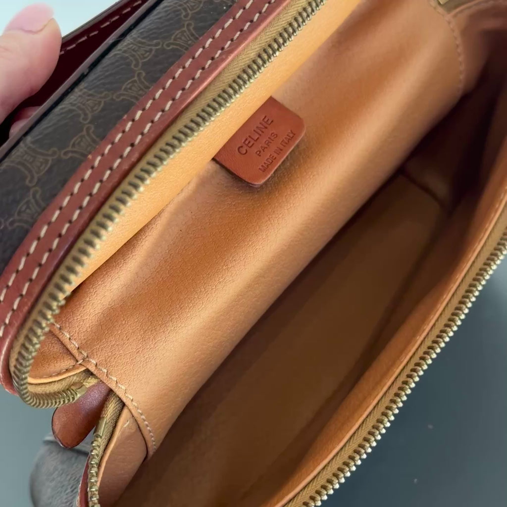 Celine Brown Macadam Vanity Handbag - Queen May