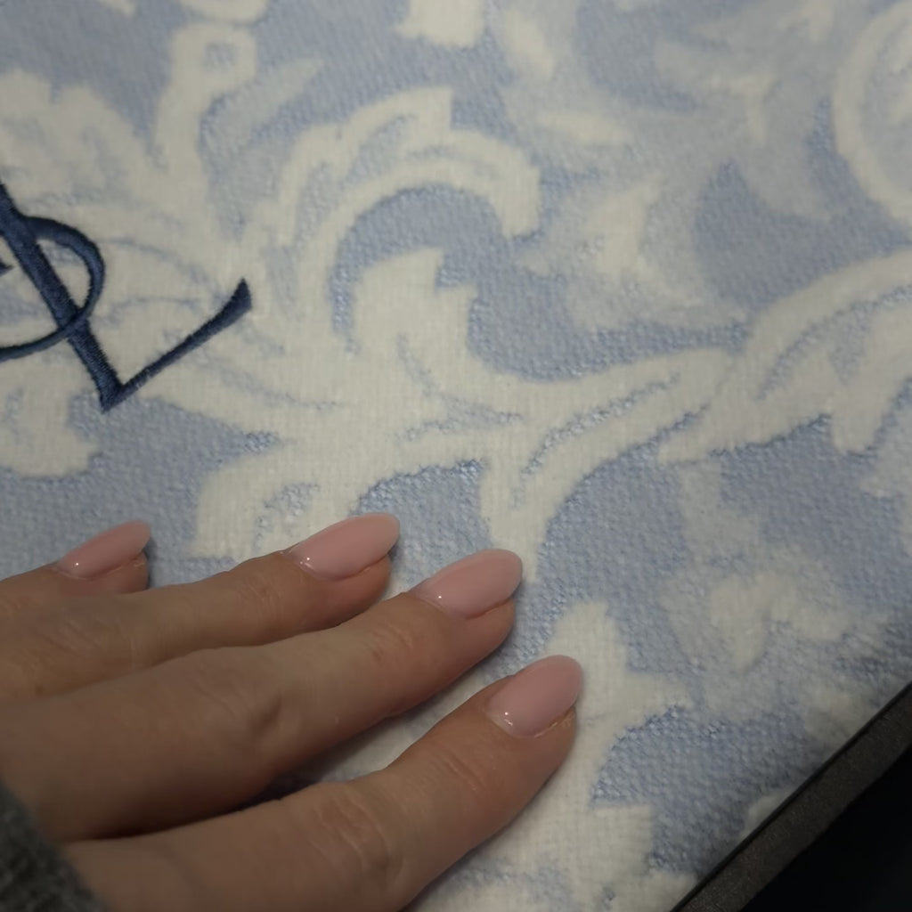Yves Saint Laurent Blanket Blue Floral Vintage Deadstock - Queen May