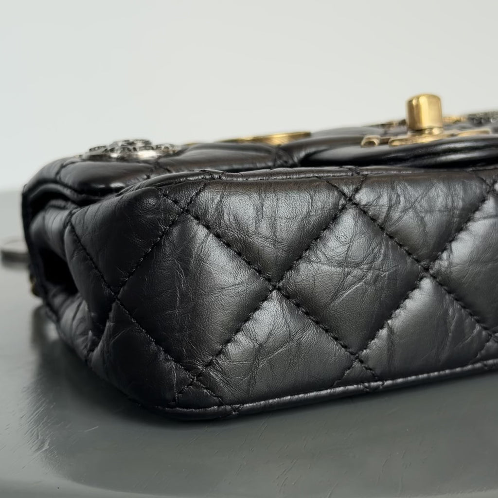 Limited Edition Chanel 2015 Calfskin Paris Dubai Coin Collector Extra Mini Flap Bag - Queen May