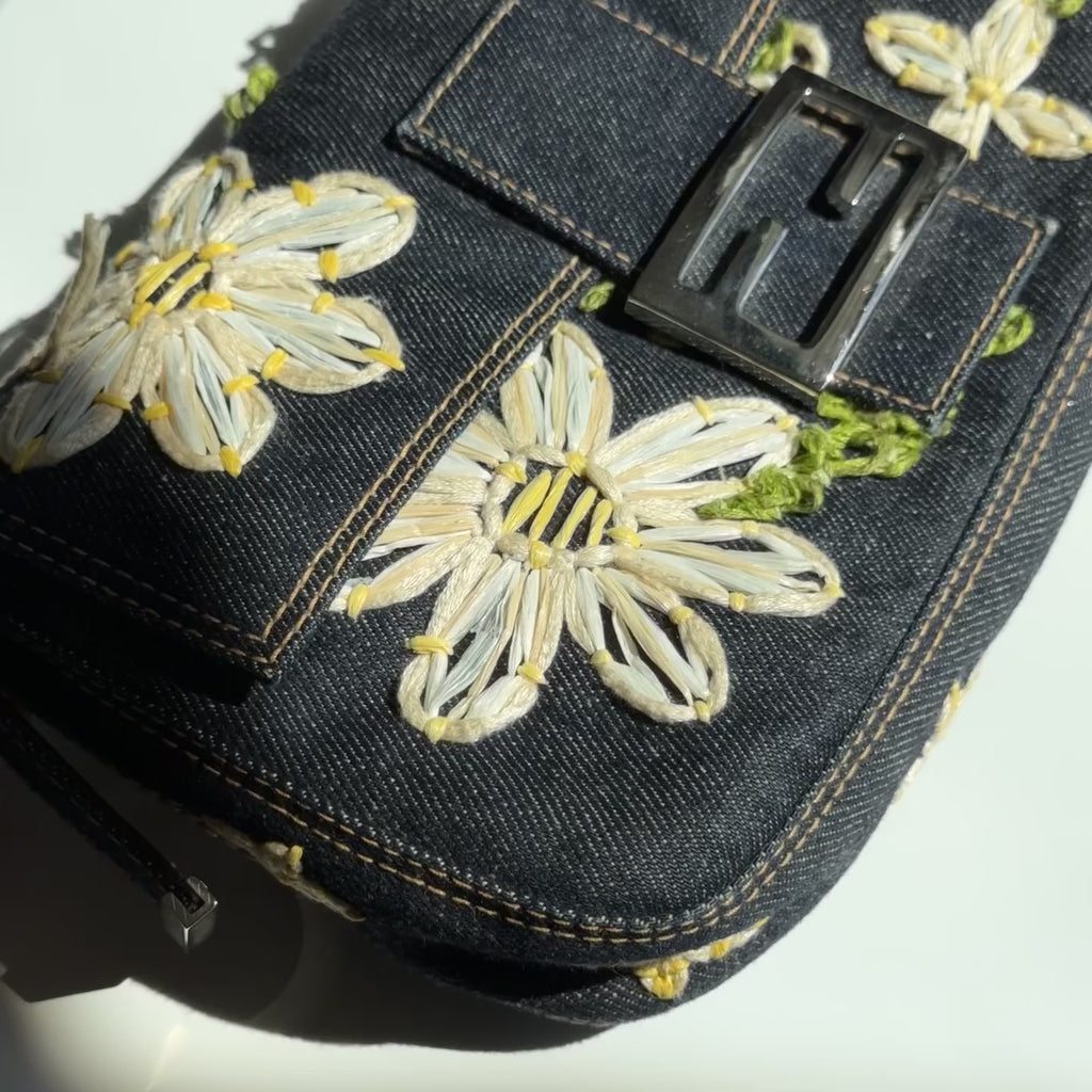 Fendi Denim Floral Baguette - Queen May