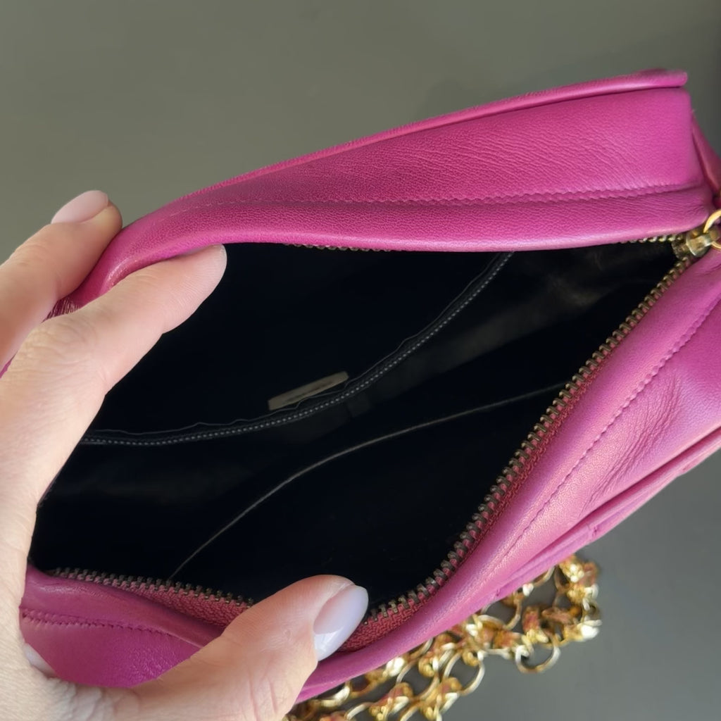Chanel Mademoiselle Fringe Chain Shoulder Bag Lambskin Fuchsia CC Bijoux Chain - Queen May