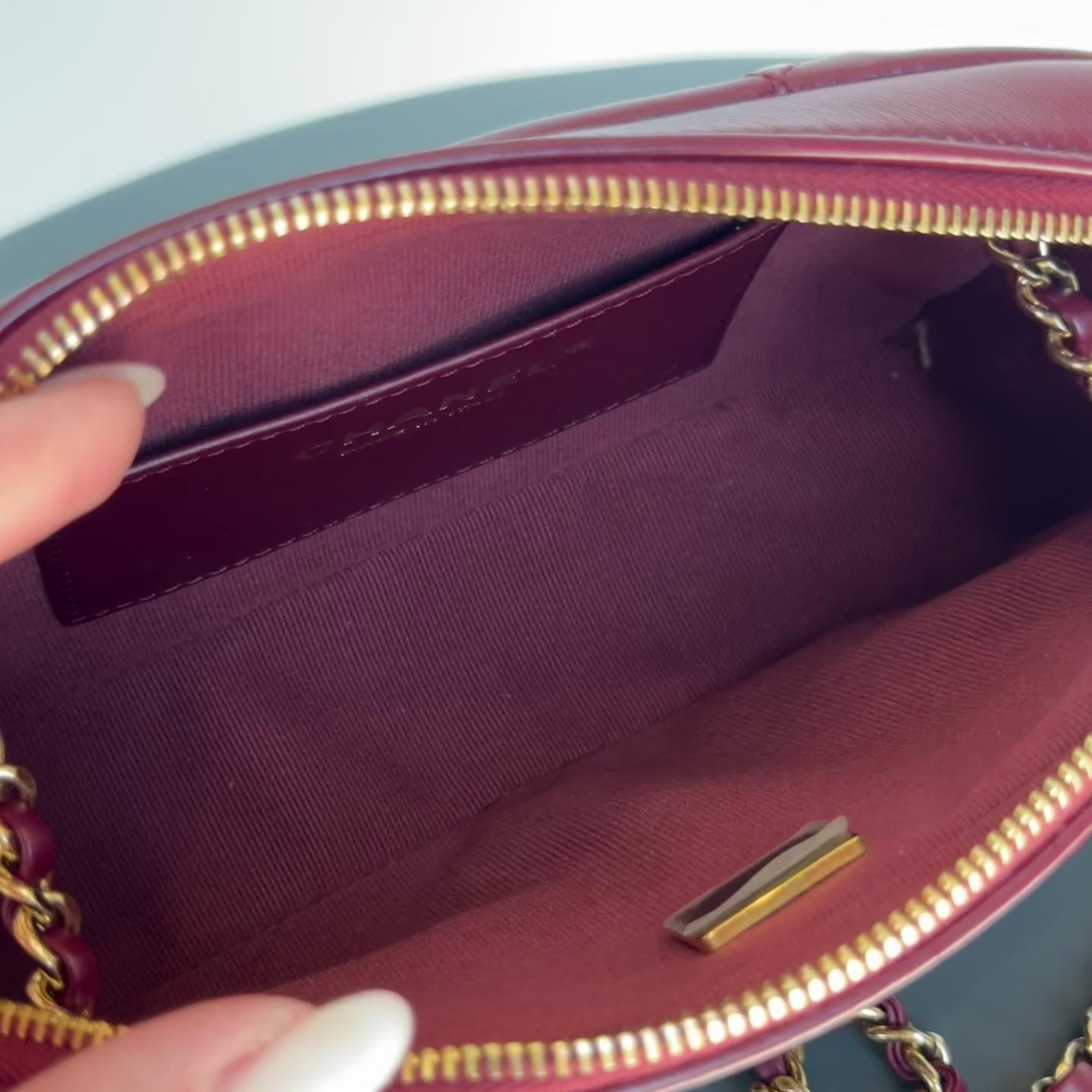 Chanel Burgundy Quilted Camera Bag - Queen May