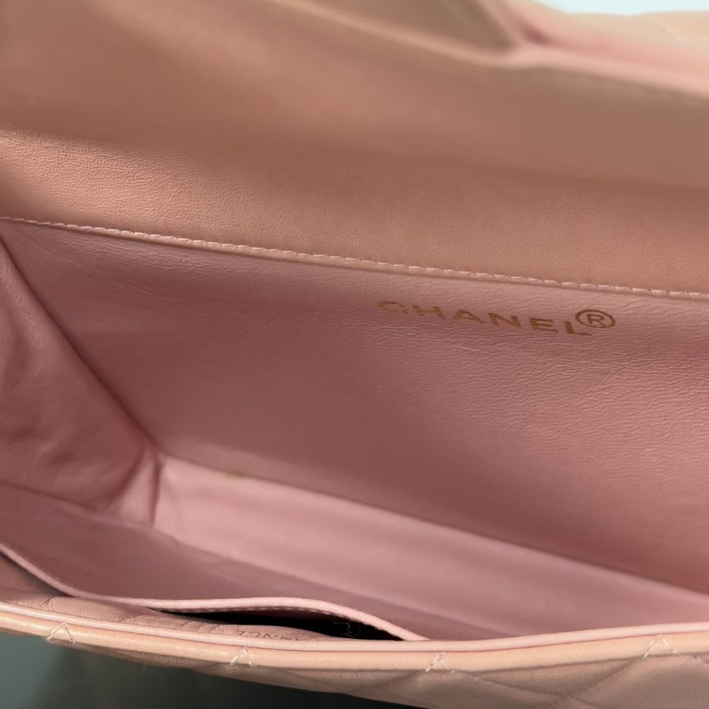 Rare Chanel Pink Lambskin Double Turnlock Flap Bag - Queen May