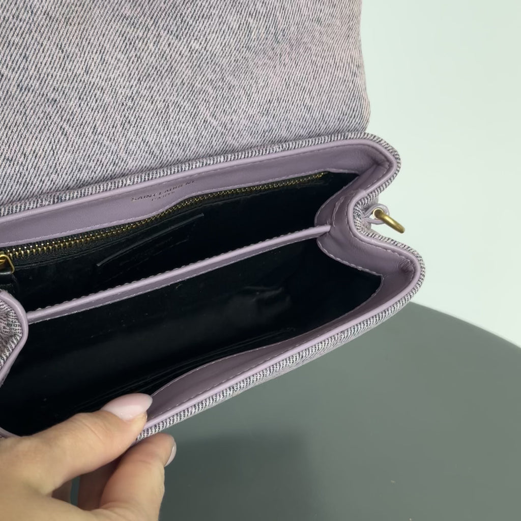 Yves Saint Laurent Purple Denim Lou Lou Crossbody Bag - Queen May