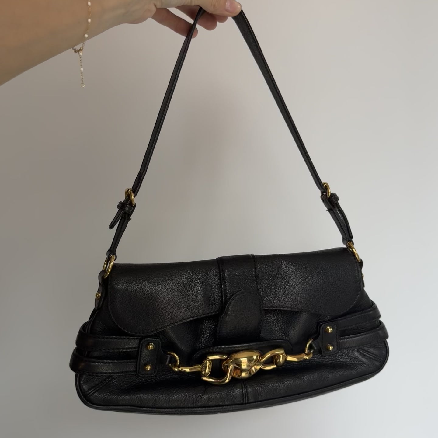 Gucci Leather Horsebit Chain Flap Shoulder Bag Tom Ford Era - Queen May