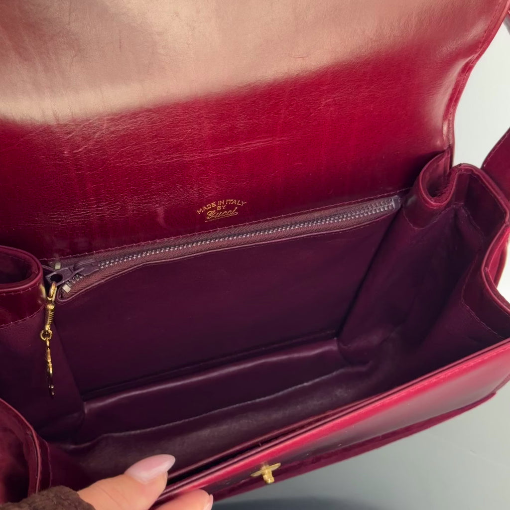 Ultra Rare Vintage Gucci Maroon Suede Bag Circa 1970s - Queen May