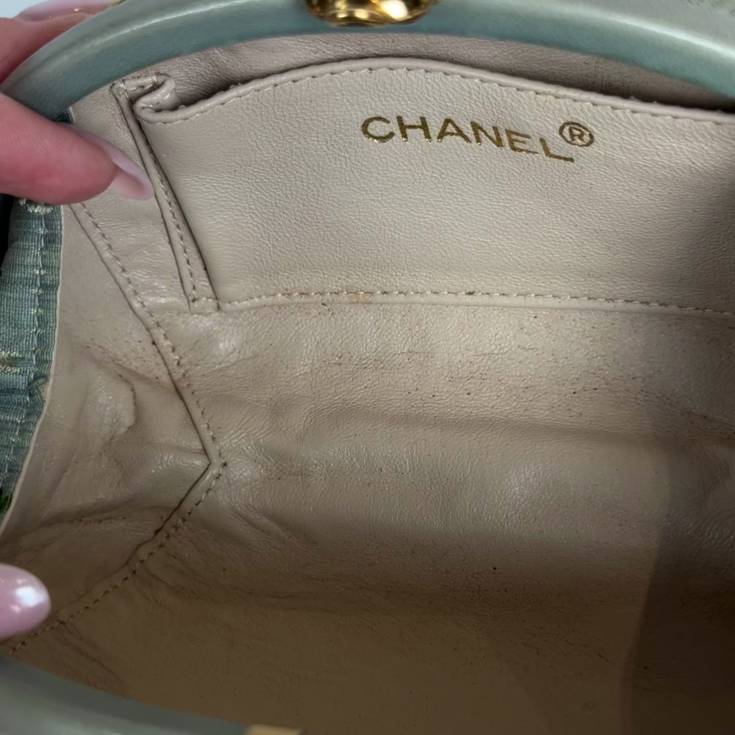 Rare Vintage Chanel Timeless Clutch Blue Brocade Silk Gold Hardware - Queen May