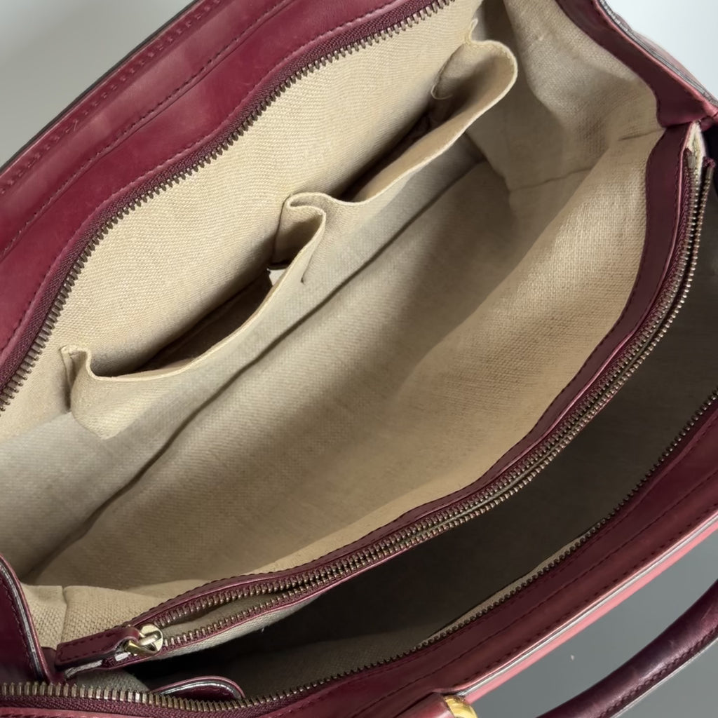 Gucci Calfskin Duilio Brogue Top Handle Bag Bordeaux - Queen May