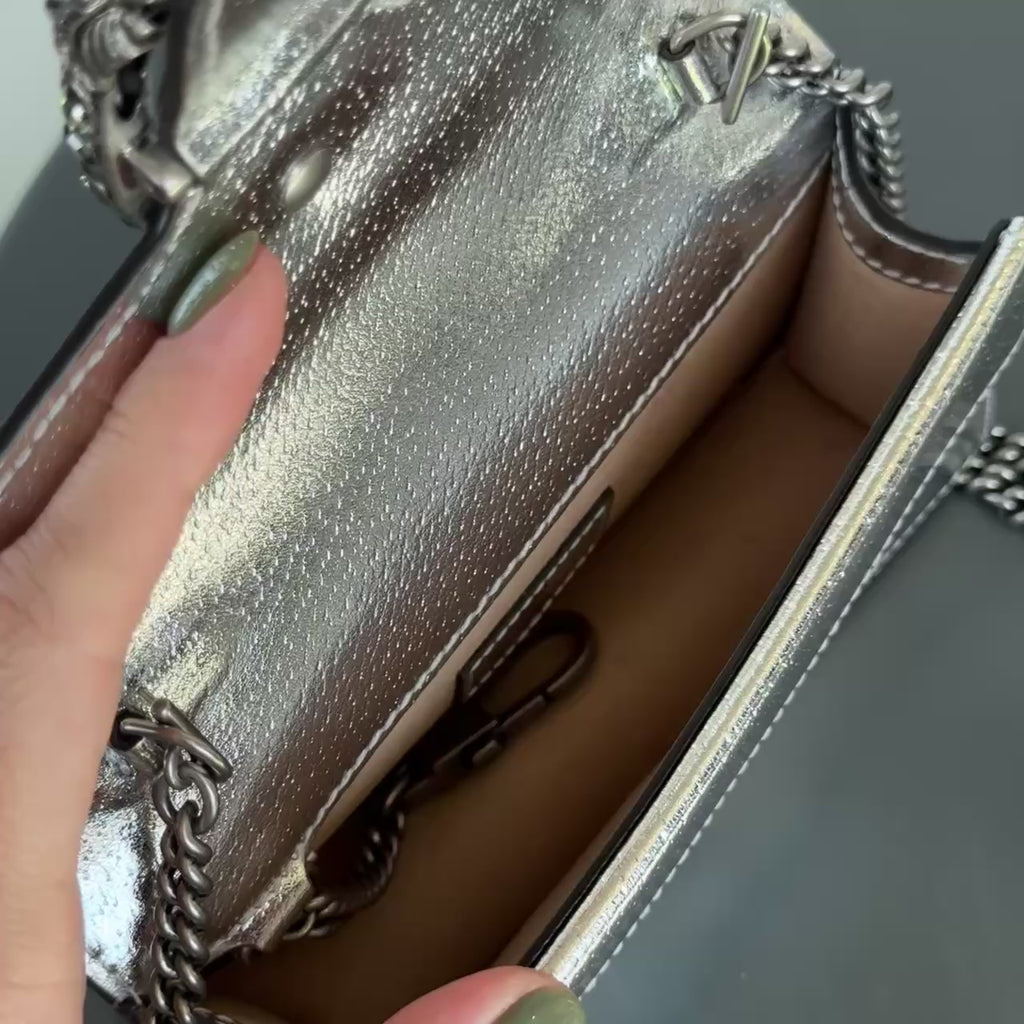 Gucci Super Mini Dionysus Bag In Silver Leather - Queen May