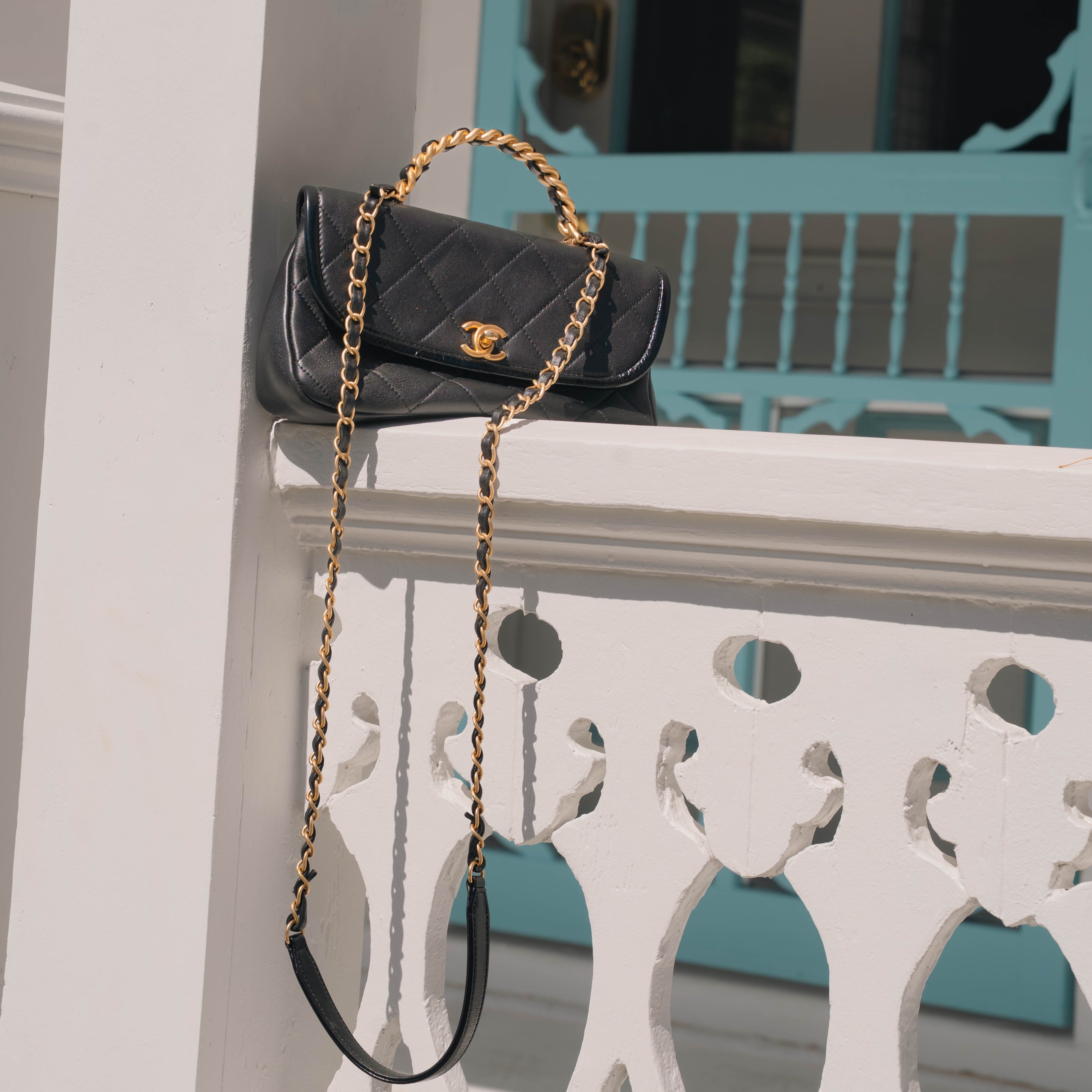 Chanel CC Chain Handle Flap Bag Quilted Crumpled Lambskin - Queen May