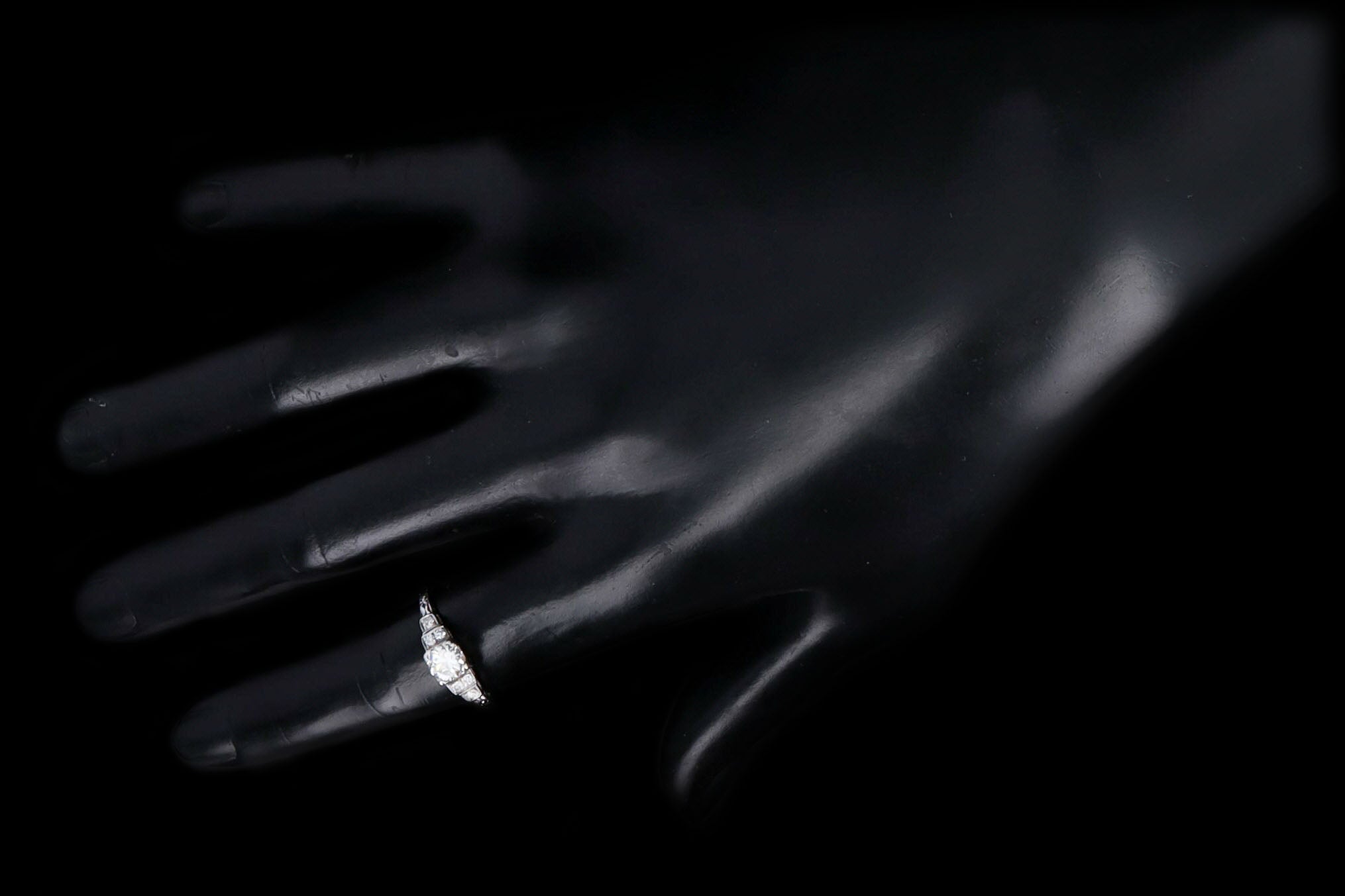 Art Deco Platinum 0.51 Carat Old European Diamond Engagement Ring - Queen May
