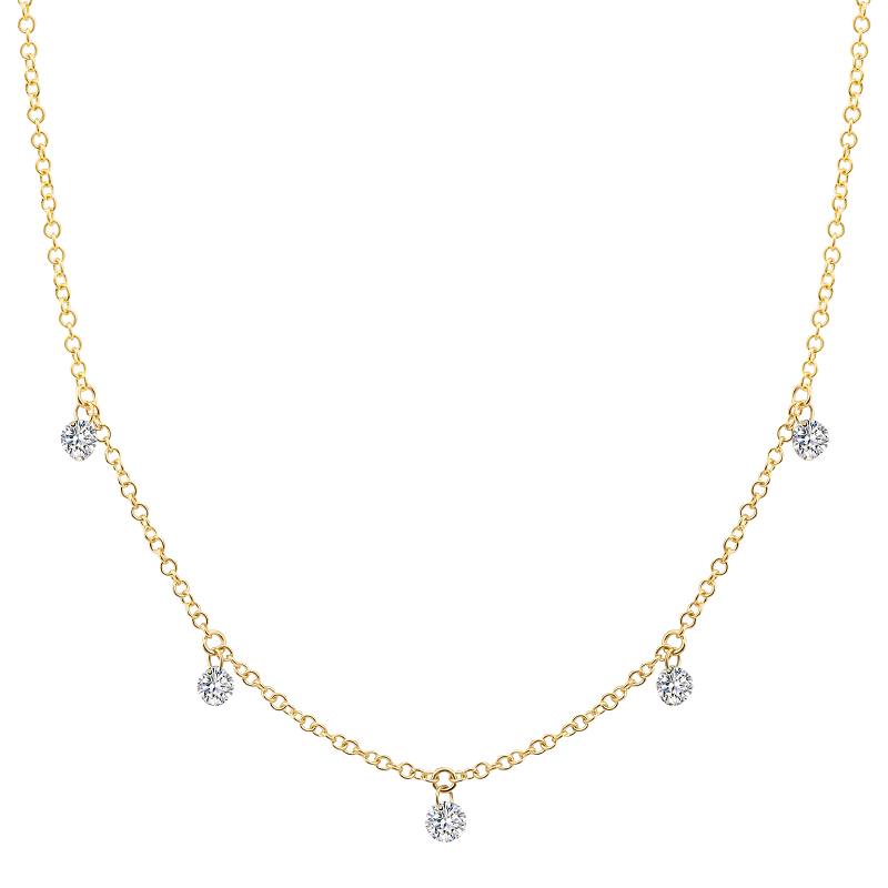 14K Yellow Gold Floating Diamond Necklace - Queen May