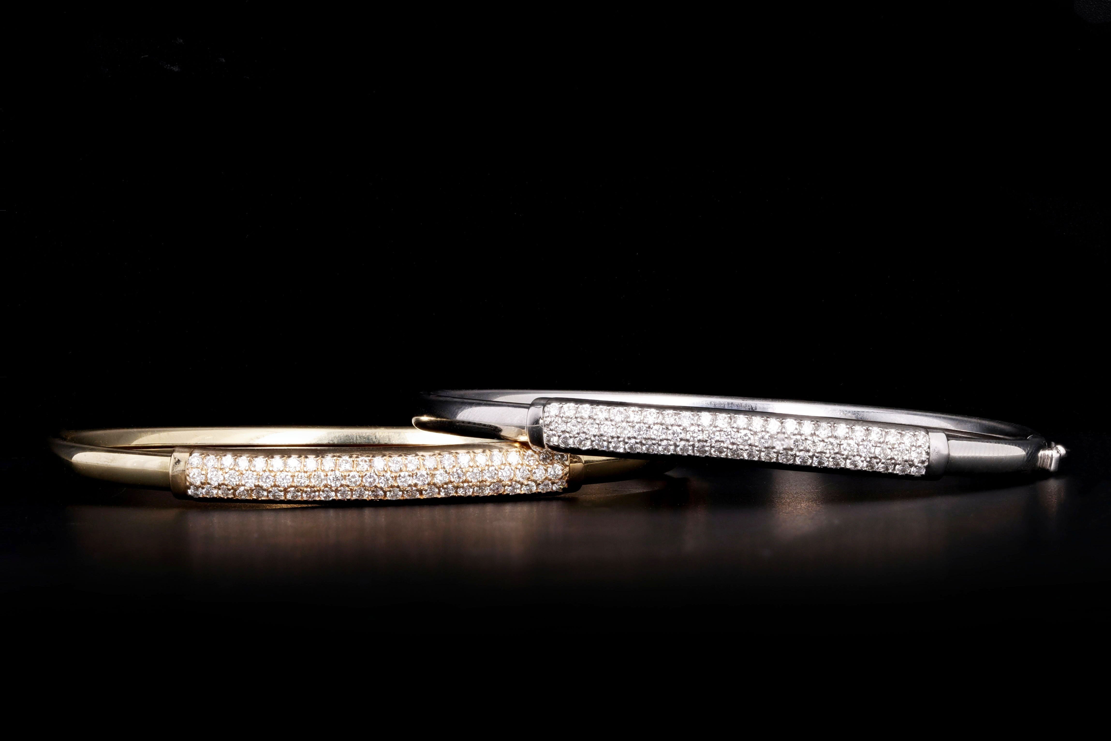 Effy 14K White, Yellow or Rose Gold 1 Carat Total Weight Diamond Pave Bangle - Queen May