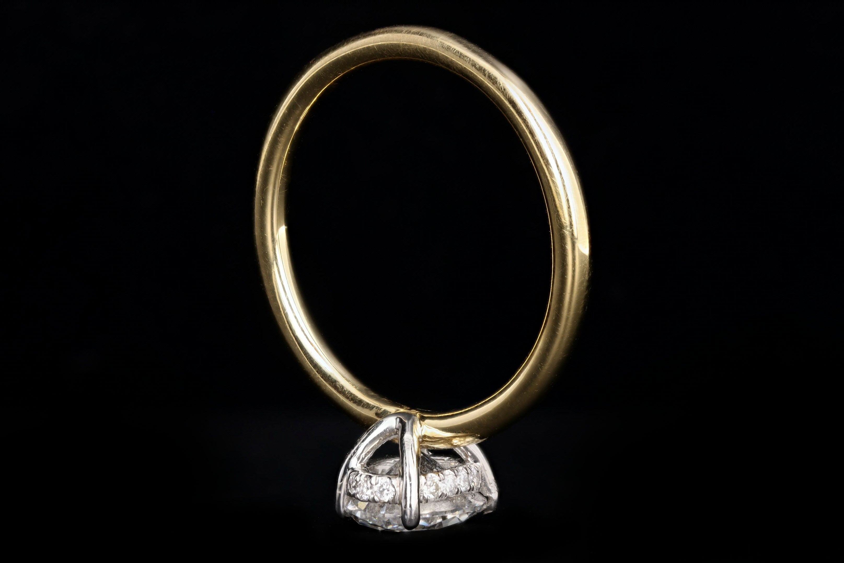 18K Yellow Gold & Platinum 1.07 Carat Oval Diamond Hidden Halo Engagement Ring GIA Certified - Queen May