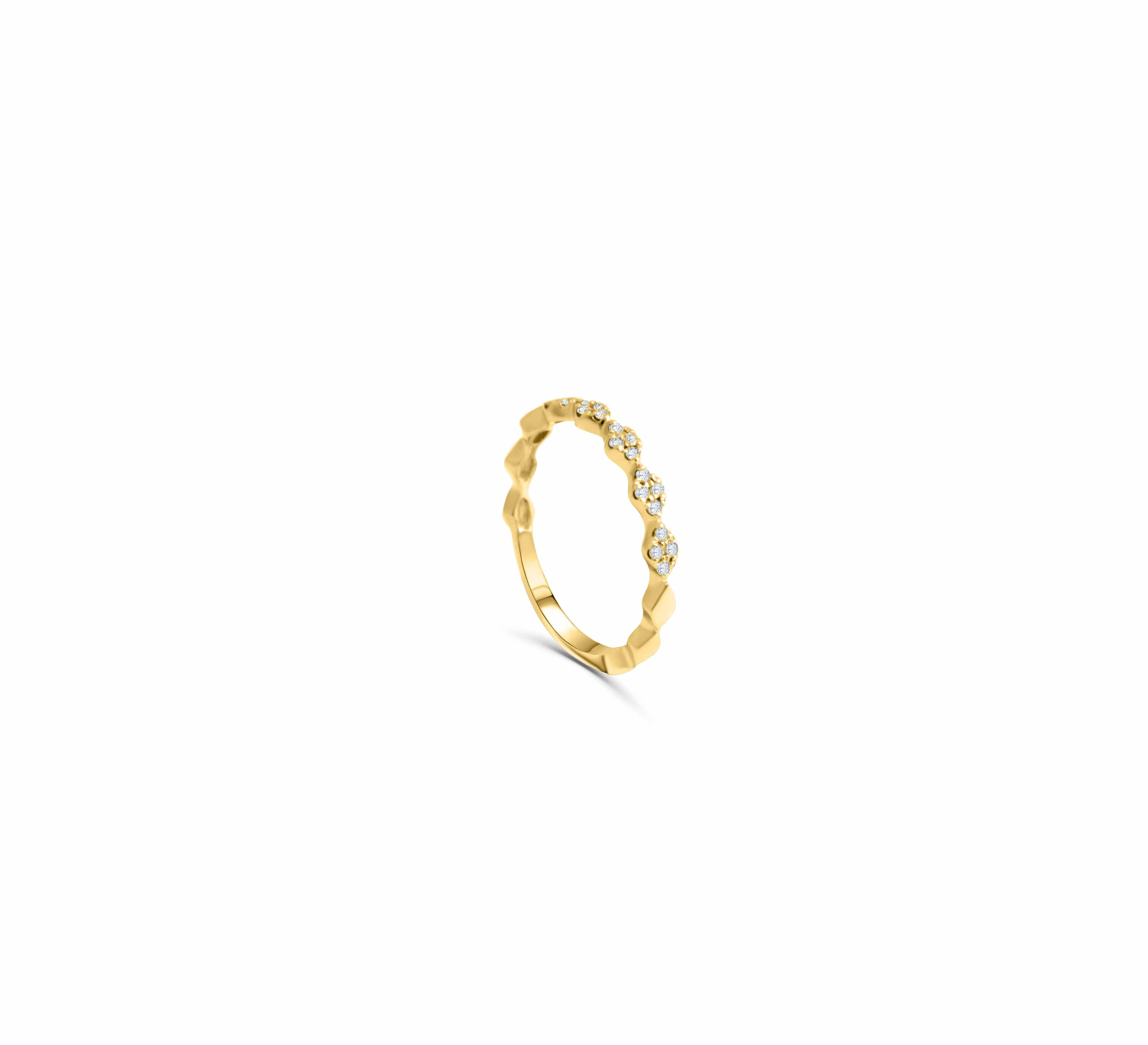 New 14K Yellow Gold Diamond Stackable Wedding Band - Queen May
