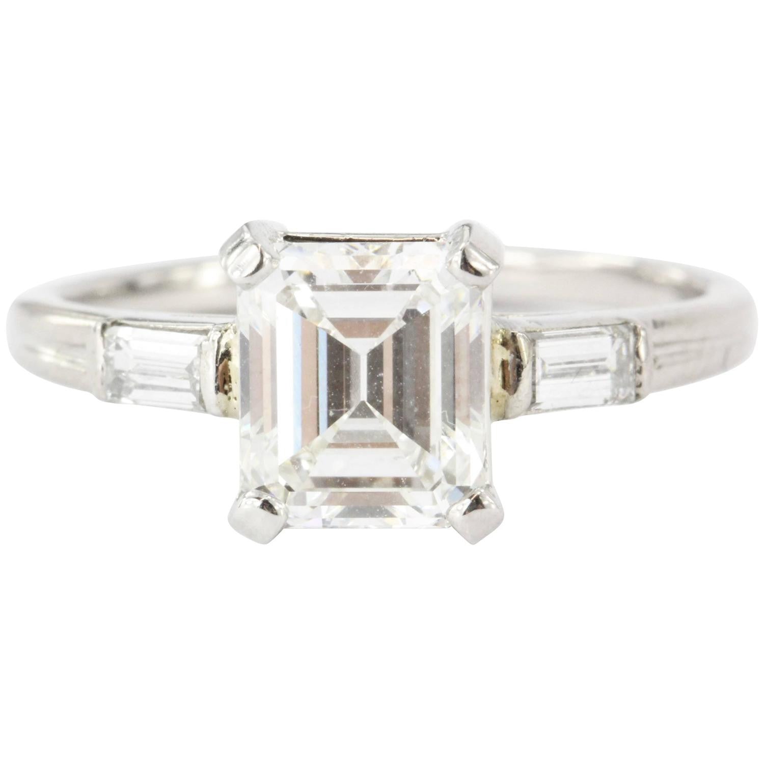 Tiffany & Co. Emerald Cut Diamond Palladium Engagement Ring - Queen May