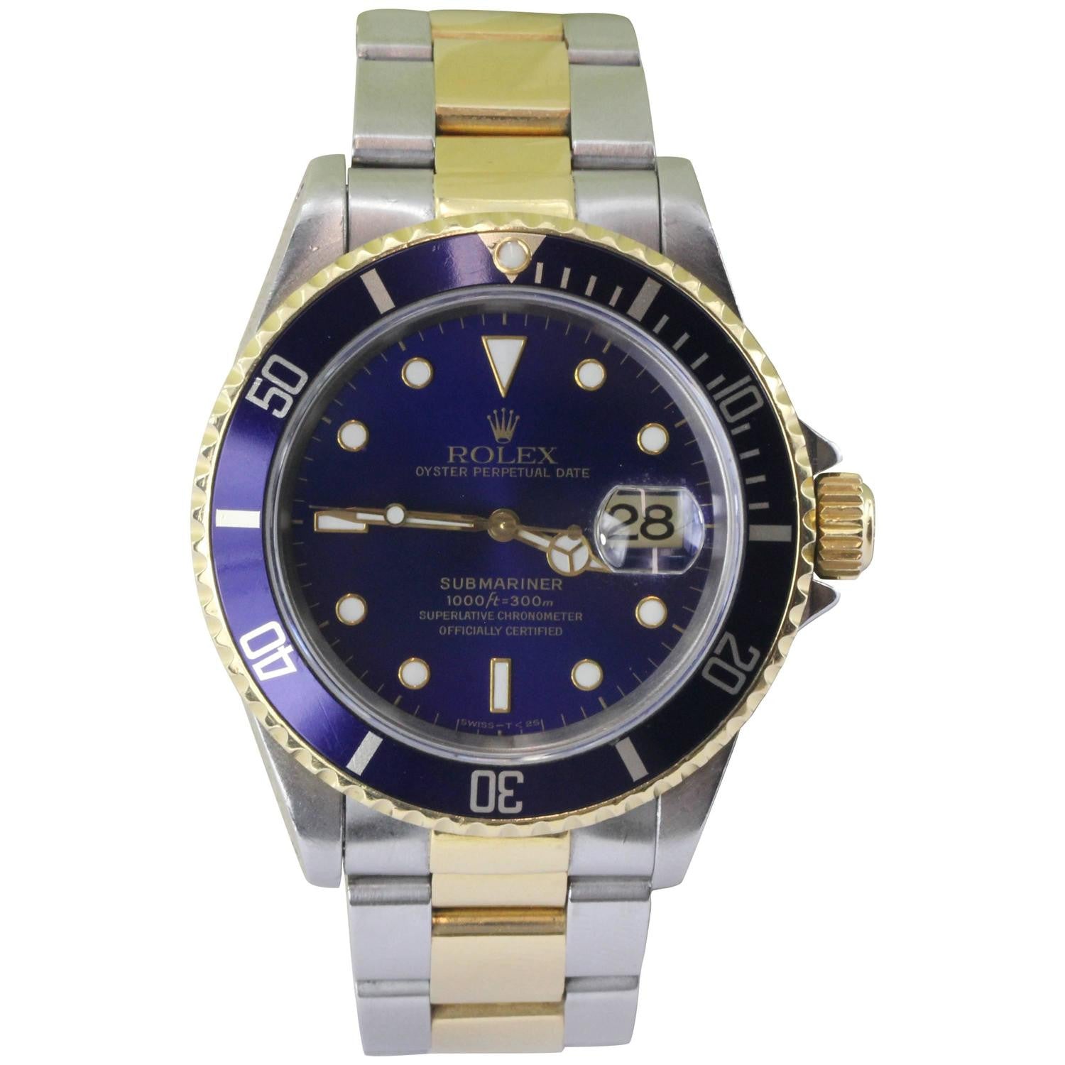 Rolex Submariner Model 16613 Oyster Stainless & 18K Gold Watch - Queen May