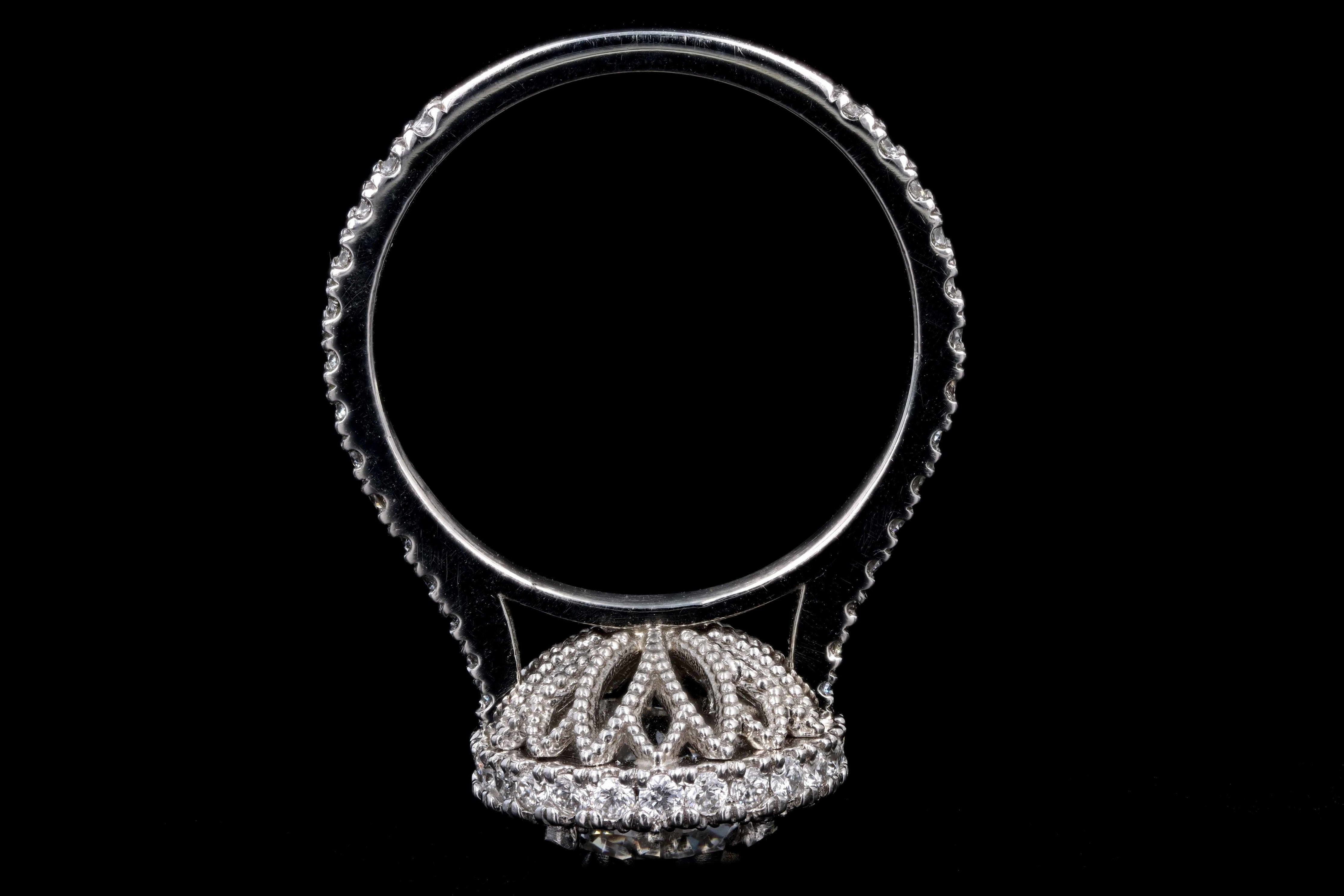 New Platinum 2.02 Carat Round Brilliant Cut Diamond Halo Engagement Ring GIA Certified - Queen May