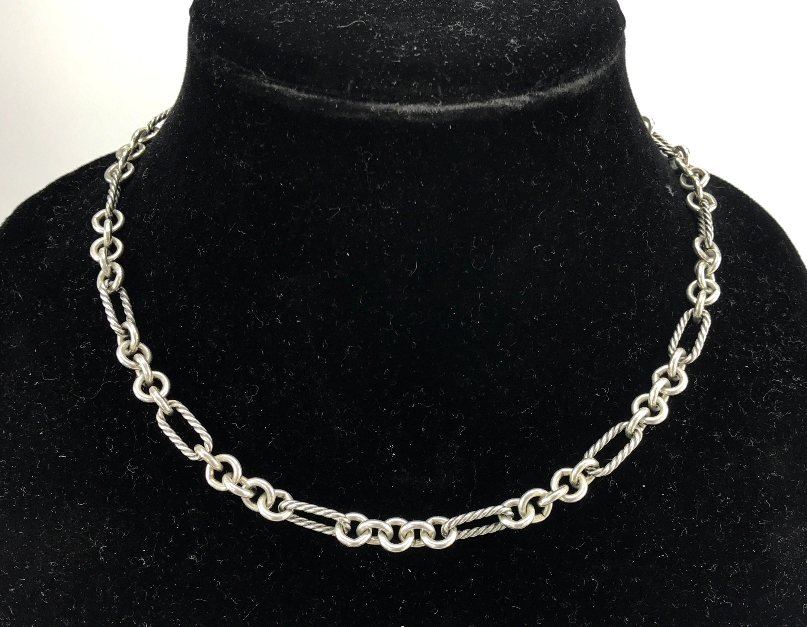 David Yurman Sterling Silver & 18K Gold Figaro Toggle Necklace 18.5" - Queen May