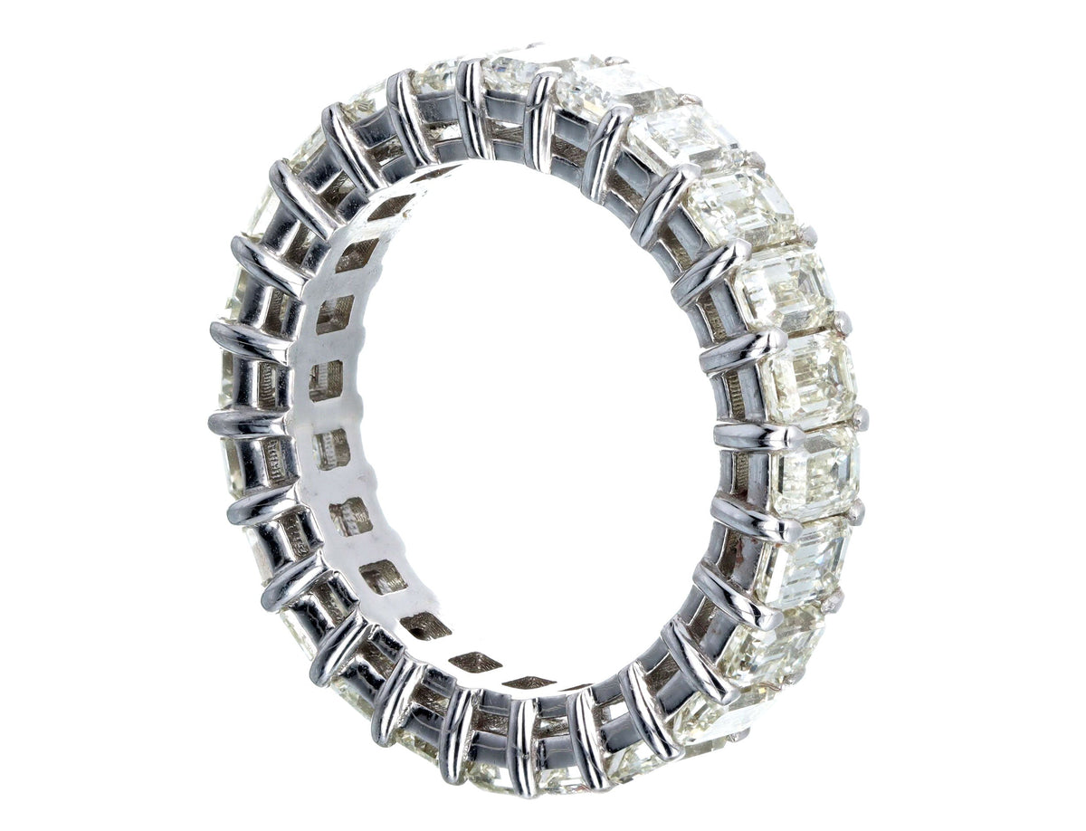 18K White Gold 4.56 Carat Total Weight Emerald Cut Diamond Eternity Wedding Band - Queen May