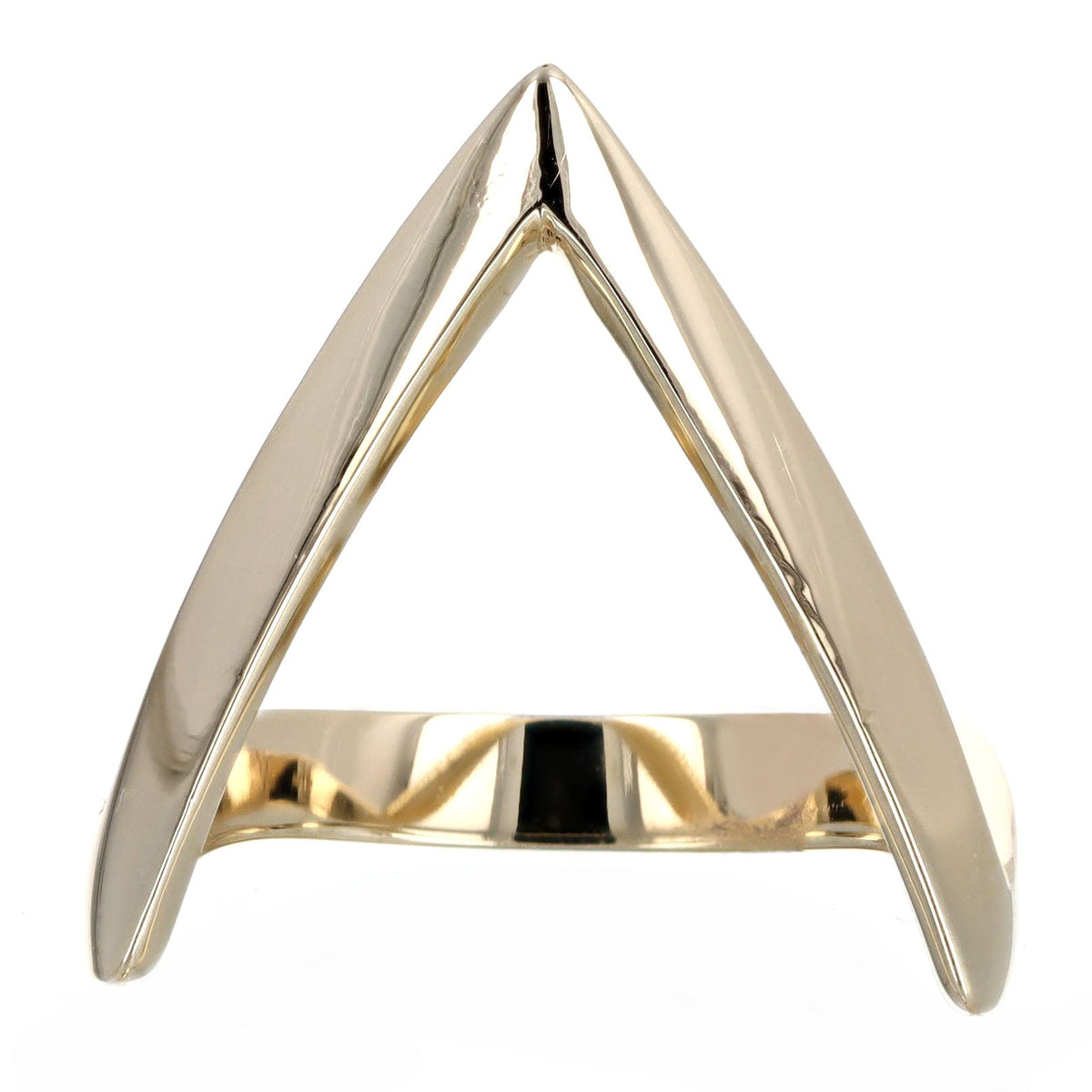 14K Yellow Gold Deep V Contour Band - Queen May