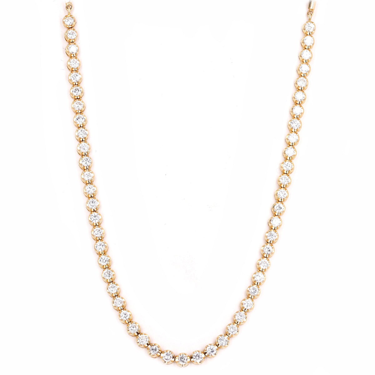 14K Yellow Gold 7 Carat Total Weight Round Diamond Adjustable Bolo Tennis Necklace - Queen May