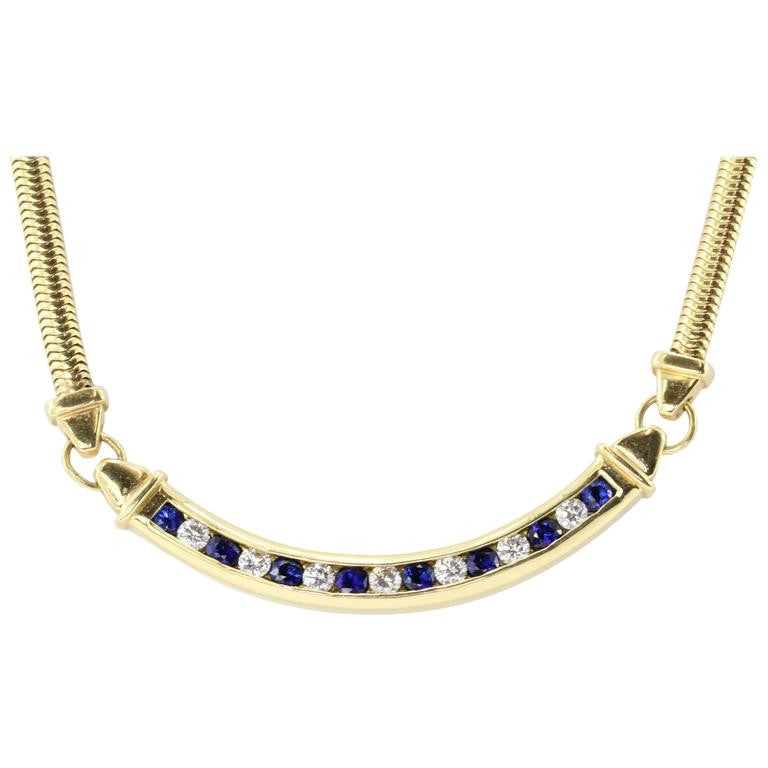 Tiffany & Co 18K Gold Diamond Sapphire Choker Necklace - Queen May