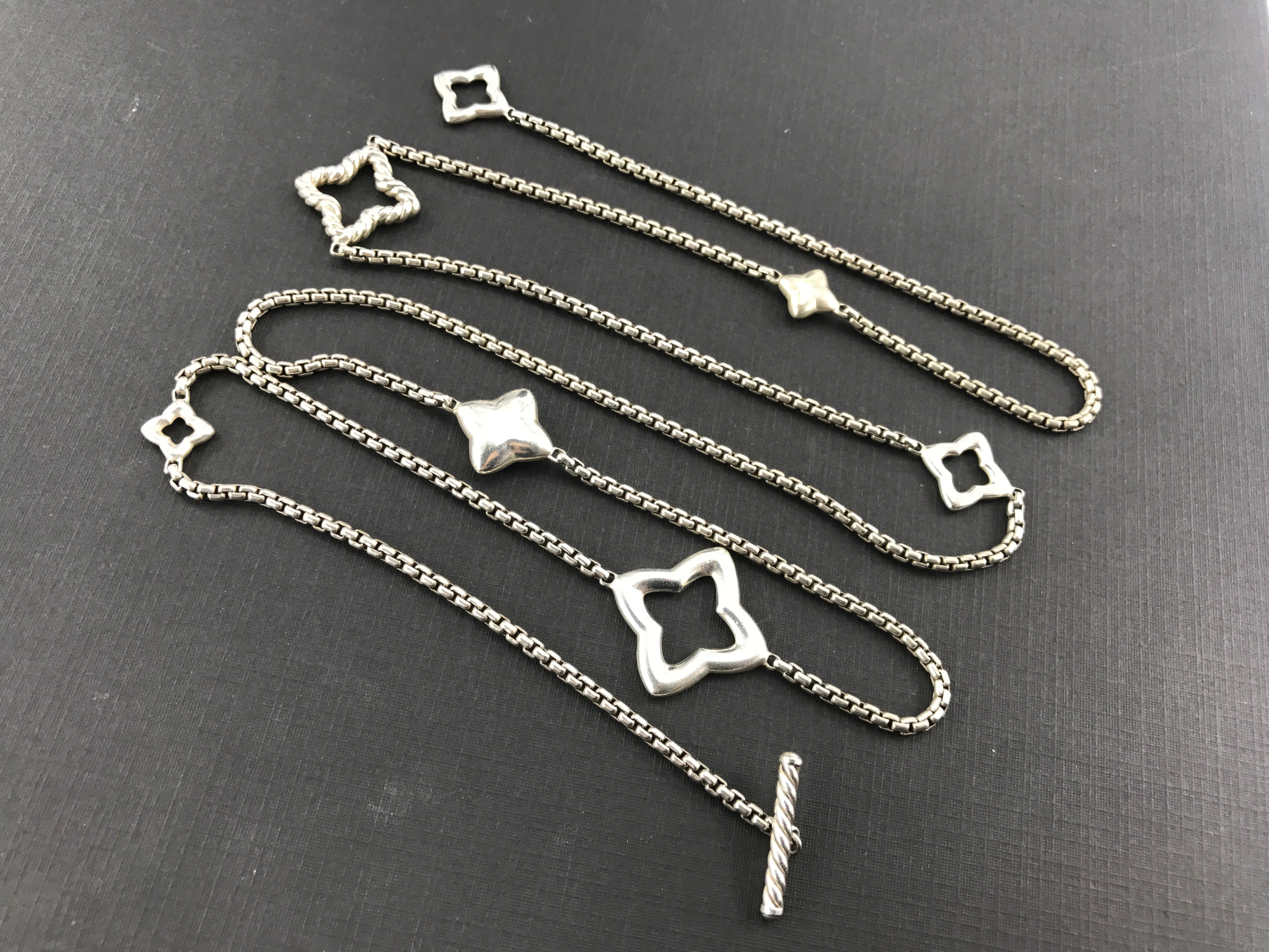 David Yurman Sterling Silver Quatrefoil Toggle Necklace 36" - Queen May
