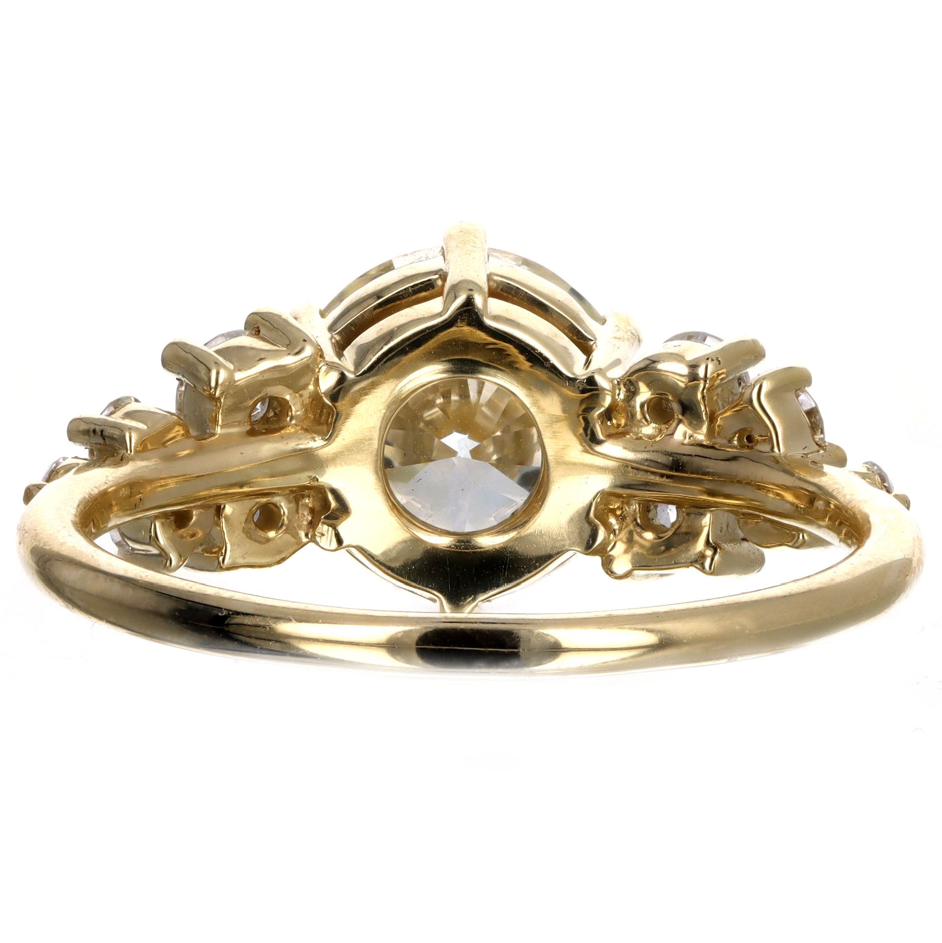 2.10 Carat Round Brilliant Diamond Floral Engagement Ring in 18K Yellow Gold GIA Certified - Queen May