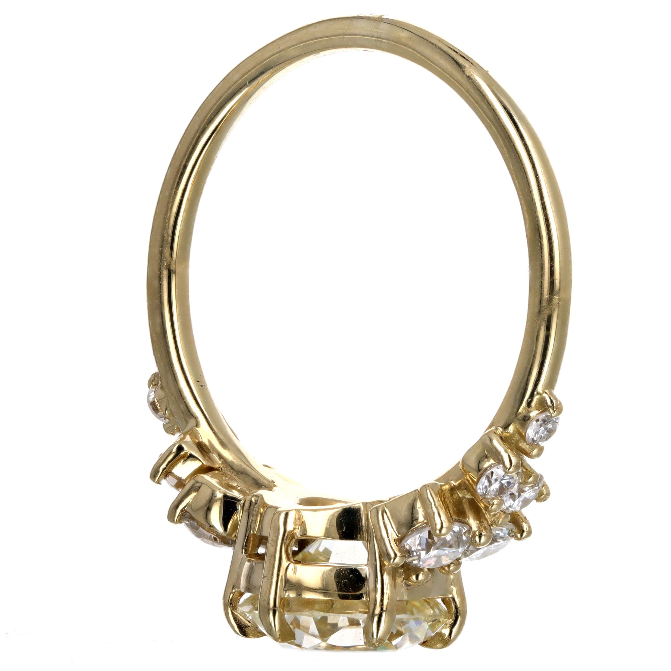 2.10 Carat Round Brilliant Diamond Floral Engagement Ring in 18K Yellow Gold GIA Certified - Queen May