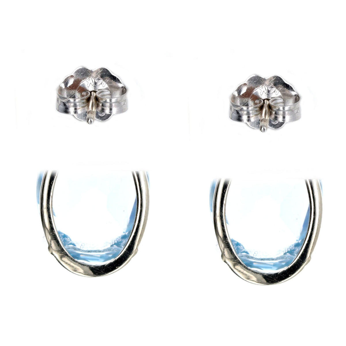 14K White Gold 12 Carat Total Weight Oval Blue Topaz & Diamond Stud Earrings - Queen May