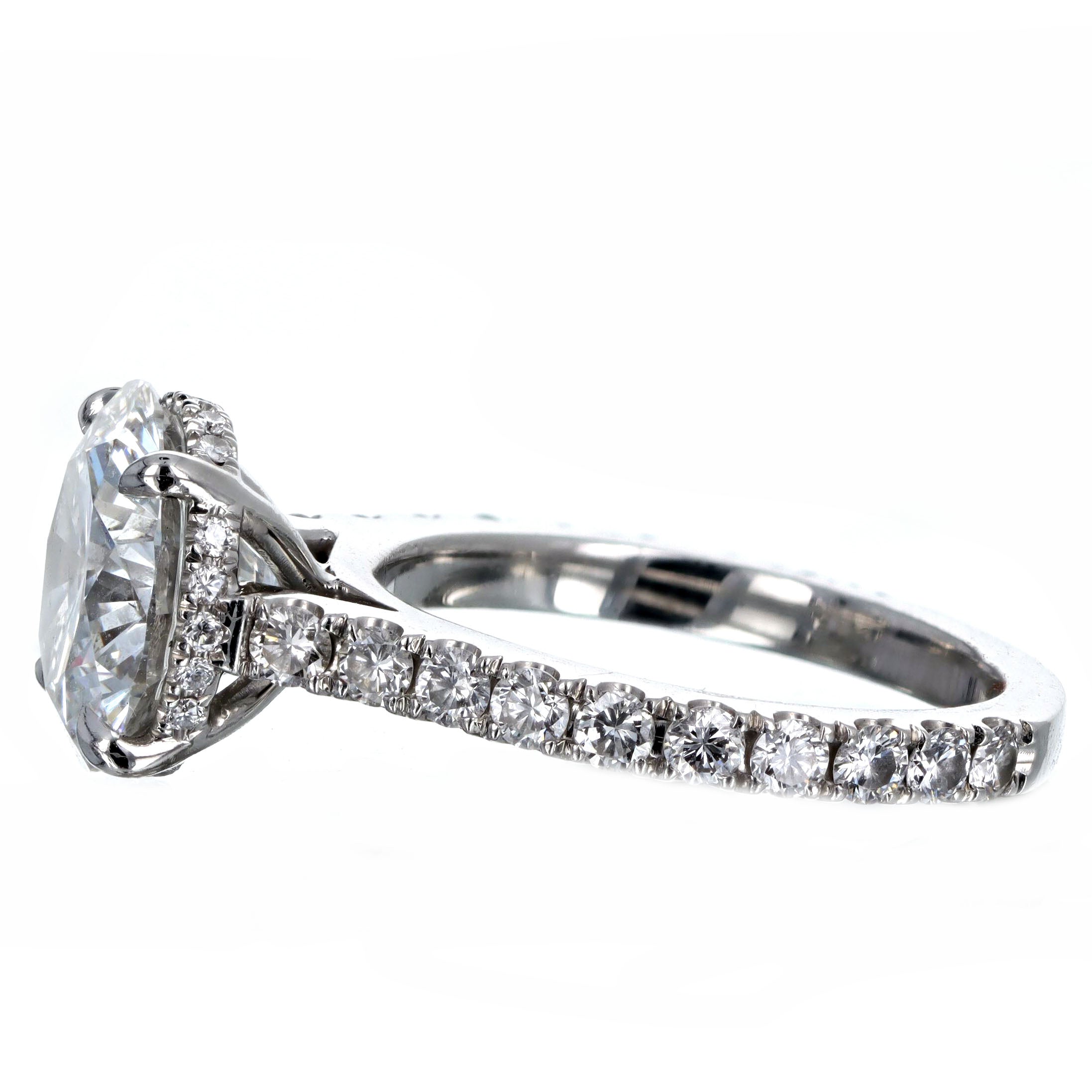3.75 Carat Round Brilliant Diamond Hidden Halo Engagement Ring in Platinum GIA Certified - Queen May