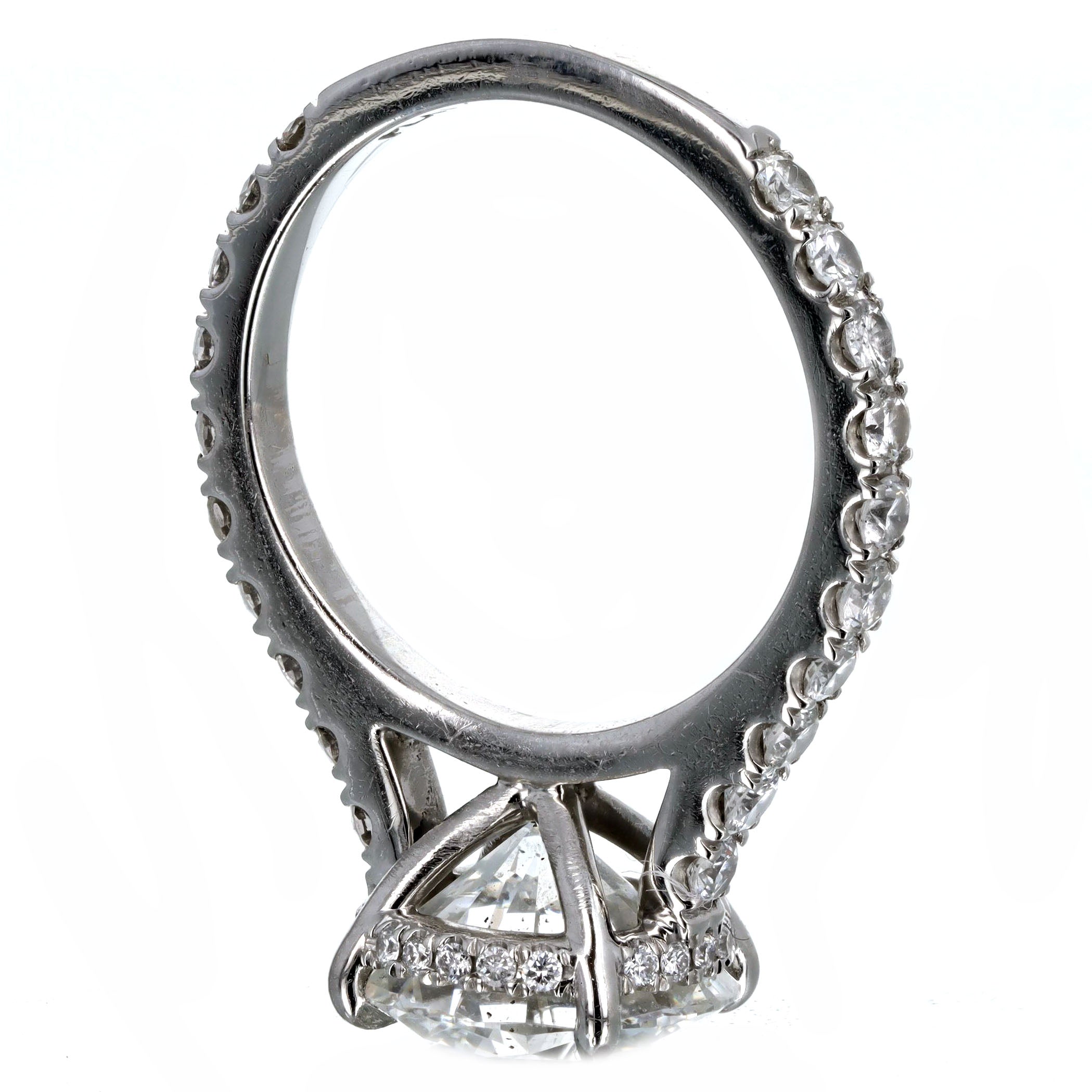 3.75 Carat Round Brilliant Diamond Hidden Halo Engagement Ring in Platinum GIA Certified - Queen May