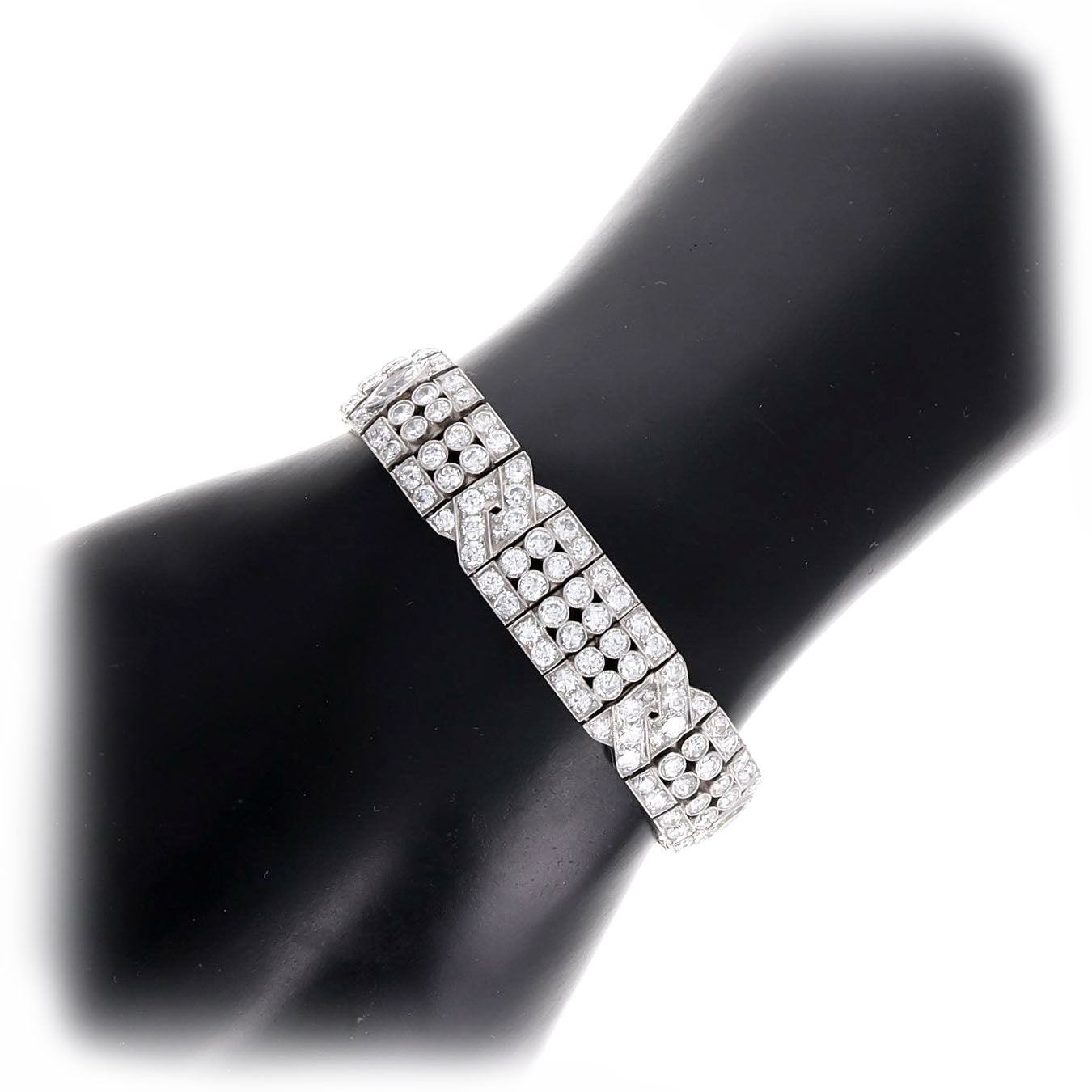 Art Deco M. Waslikoff & Sons 15 Carat Total Weight Marquise Old European Diamond Bracelet in Platinum - Queen May