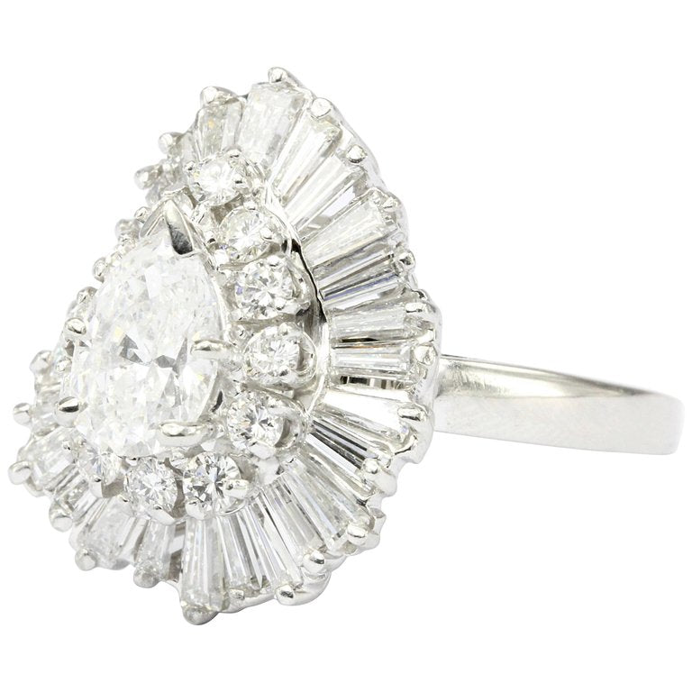 Platinum 3 CTW Diamond Convertible Ring to Pendant Size 6.75 - Queen May