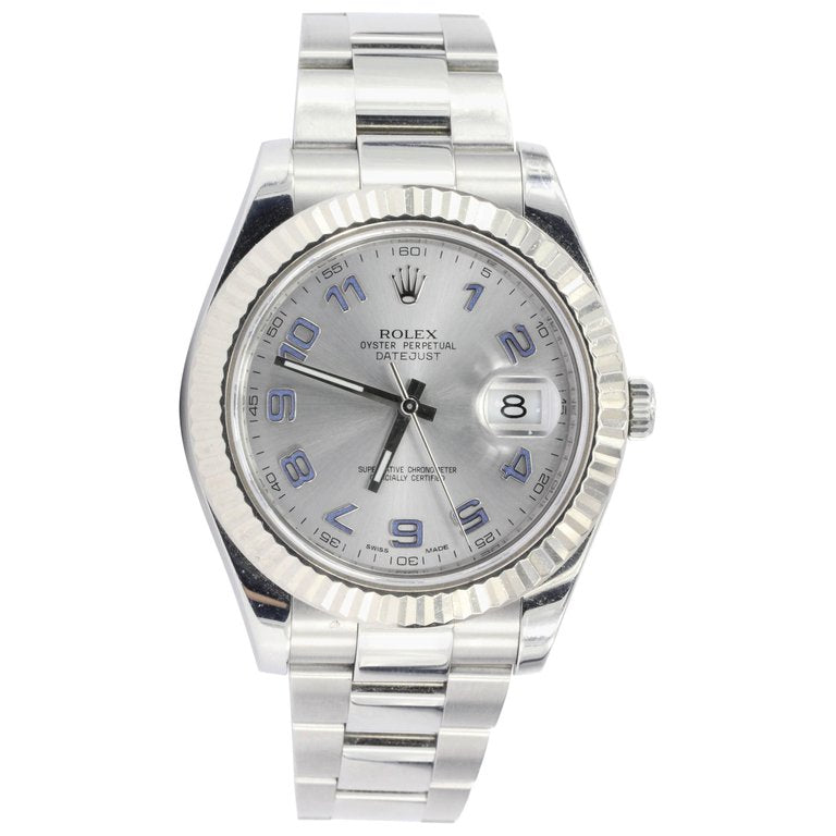 Rolex Datejust II 41mm 18k Fluted White Gold Bezel Rhodium Dial 116334 - Queen May