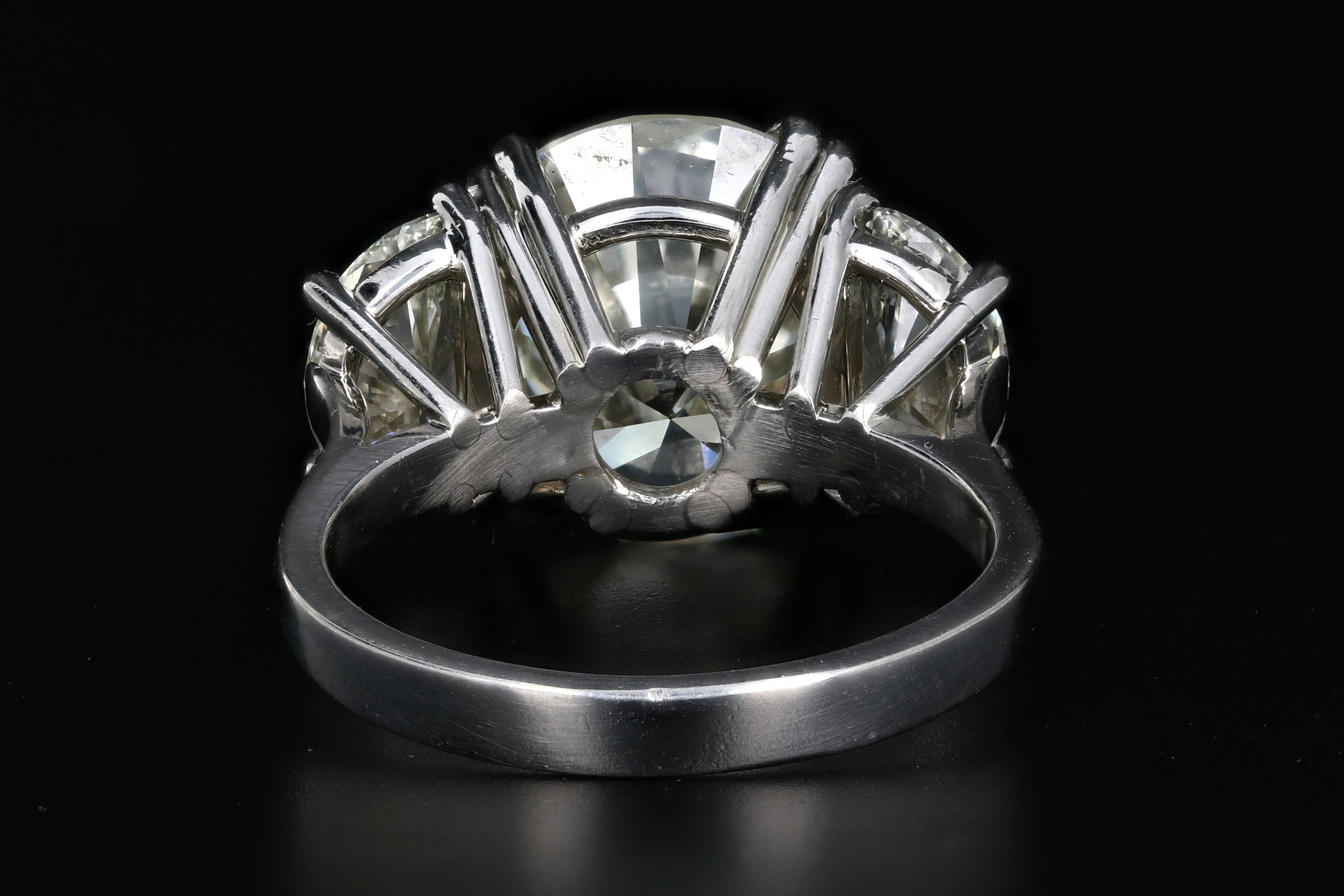 New Platinum 8.4 Carat Diamond with Two Half Moon Diamond Engagement Ring - Queen May