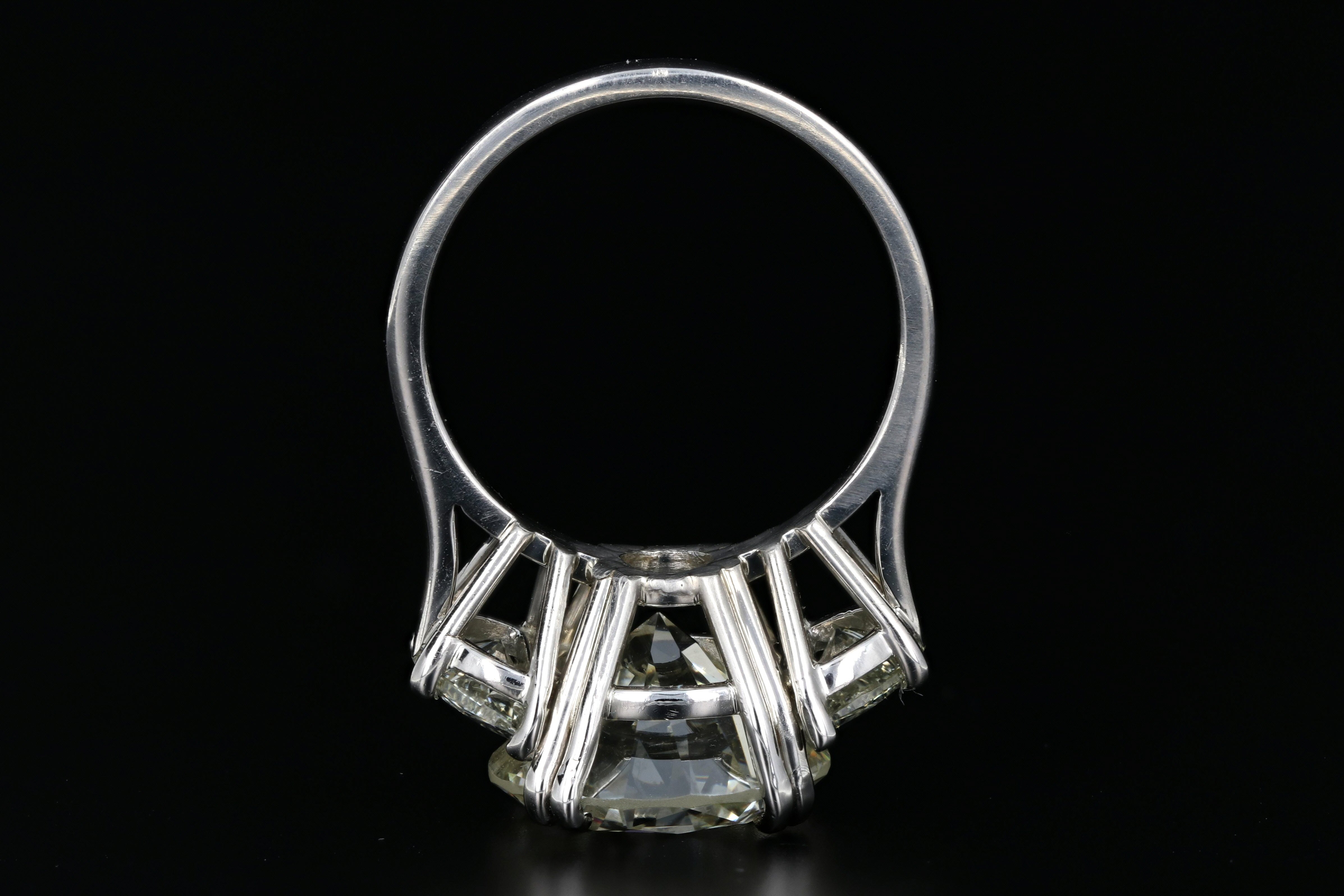 New Platinum 8.4 Carat Diamond with Two Half Moon Diamond Engagement Ring - Queen May